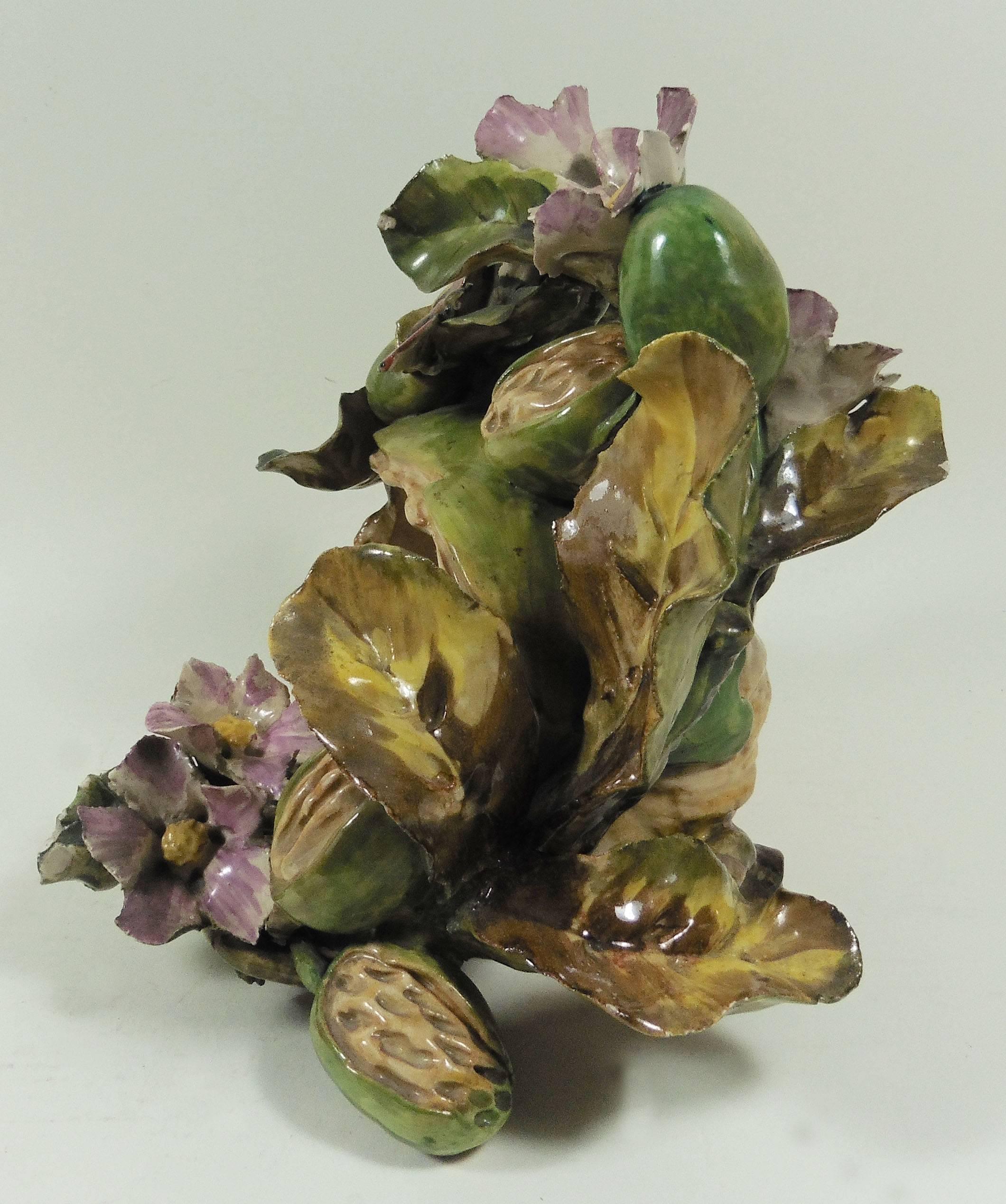 French Provincial French Majolica Nut and Butterfly Jean Pointu, circa 1880
