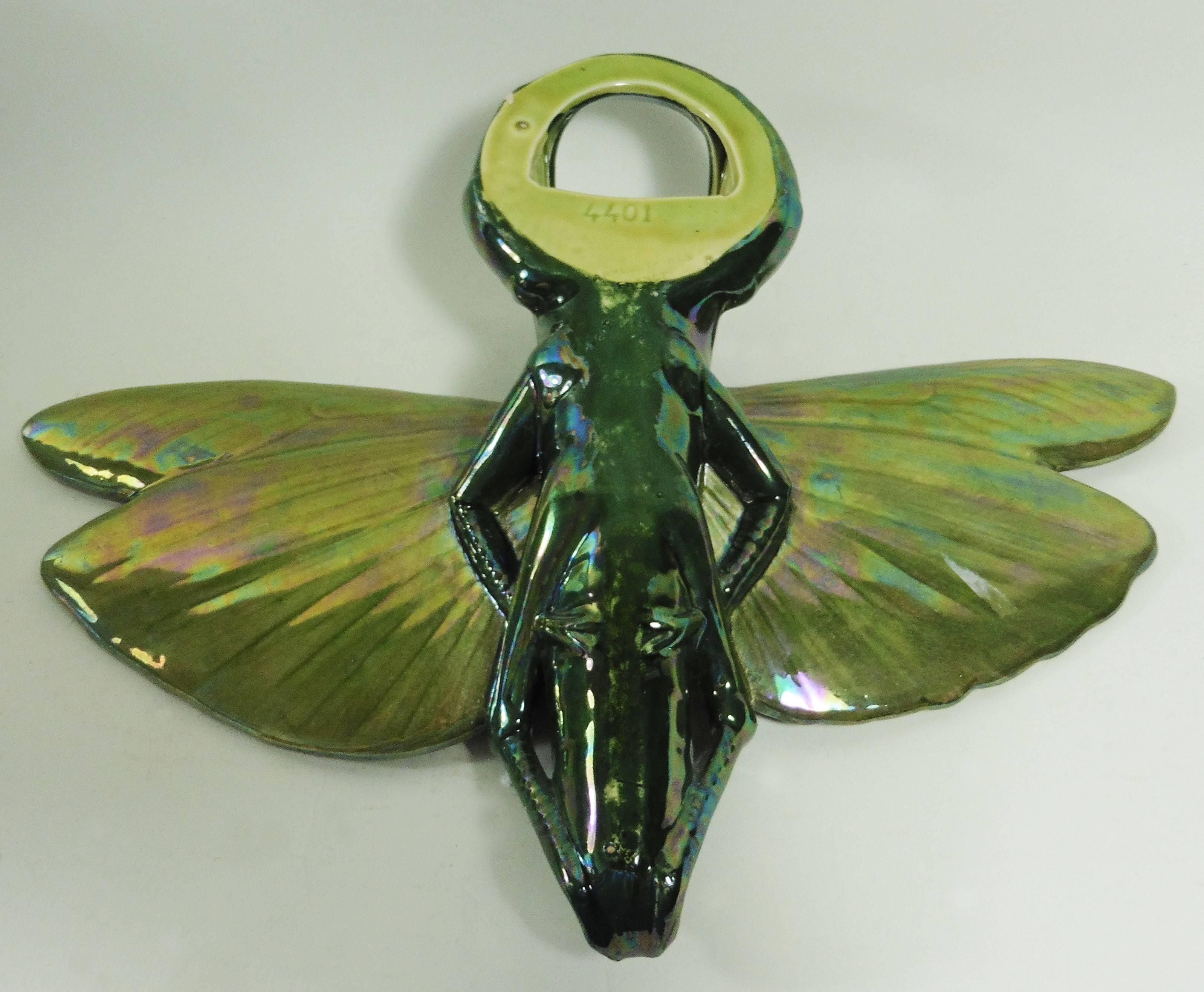 Art Nouveau Majolica Insect Wall Pocket Sarreguemines, circa 1910