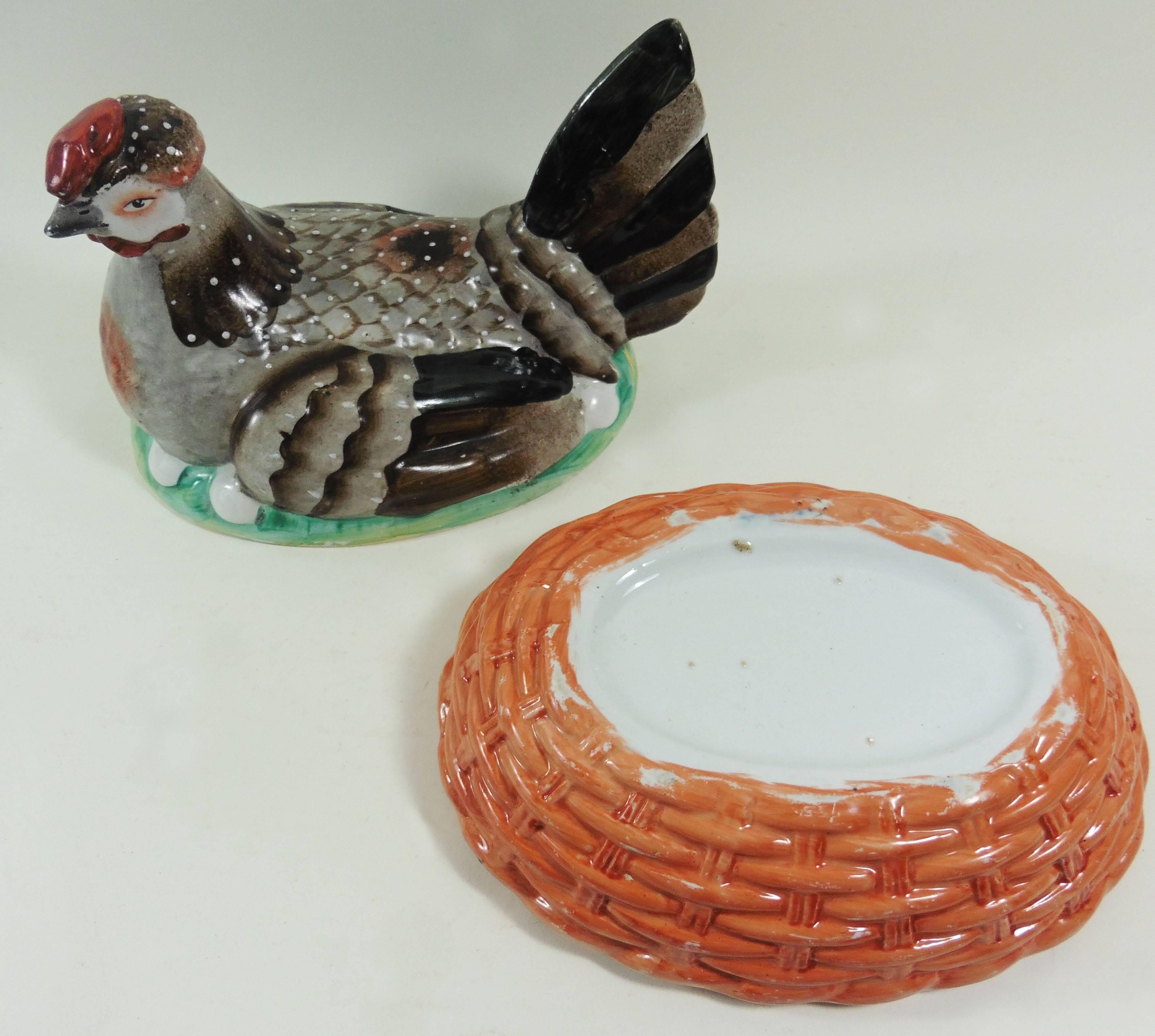 antique hen on nest