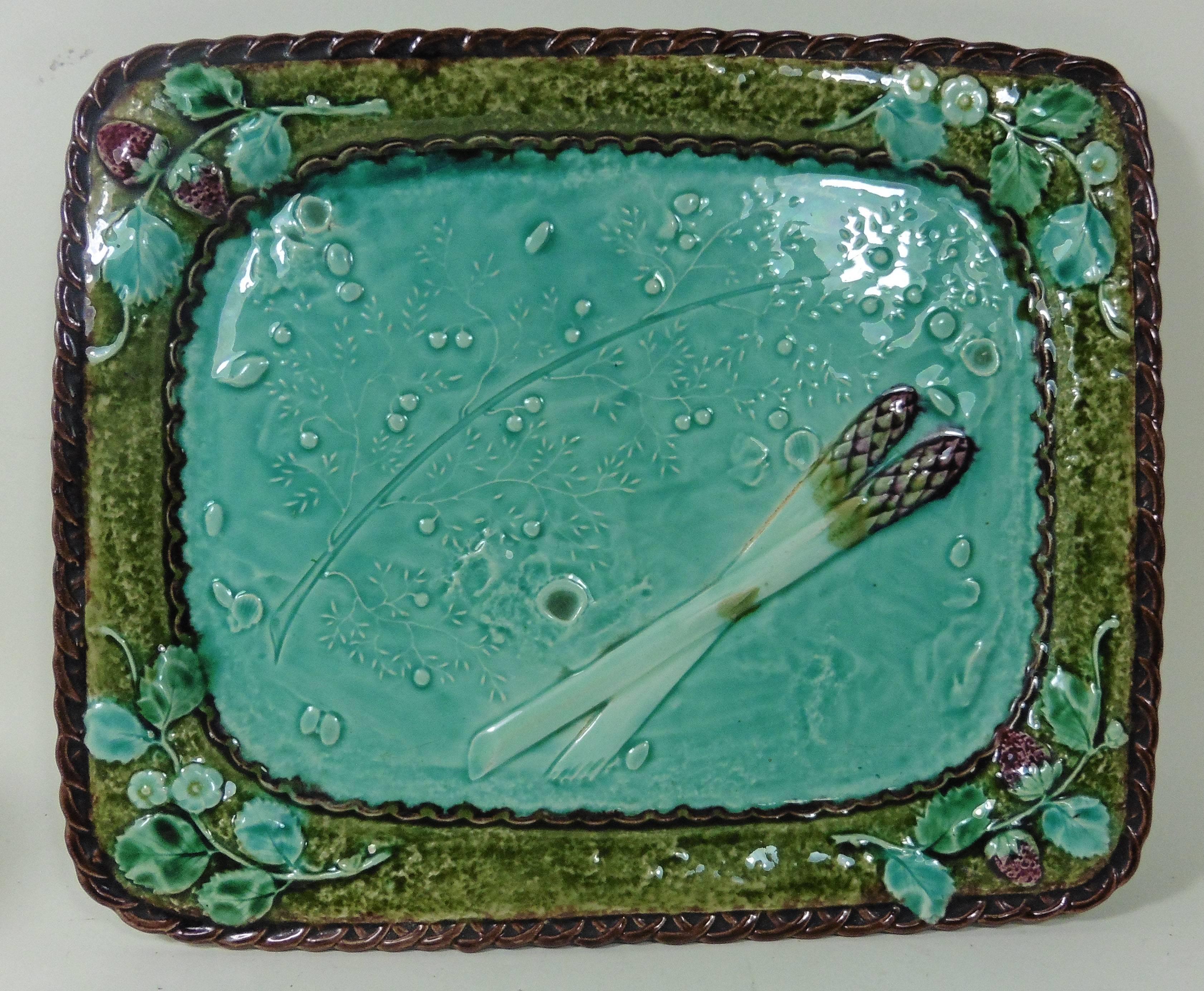 French 19th Century Majolica Asparagus Platter Luneville For Sale