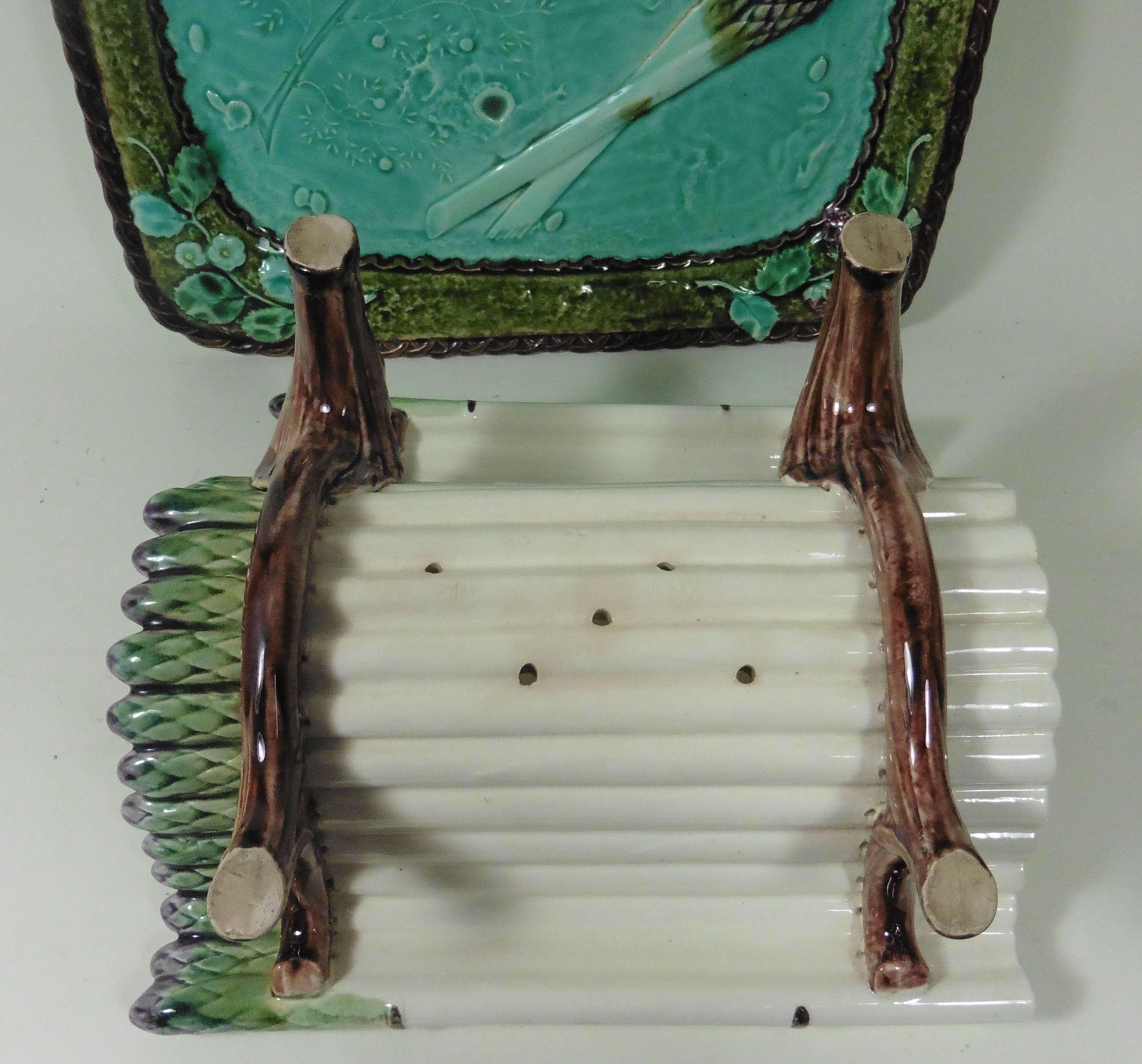 19th Century Majolica Asparagus Platter Luneville In Good Condition For Sale In Austin, TX
