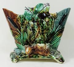 French Majolica Bird & Snake Jardiniere, circa 1890