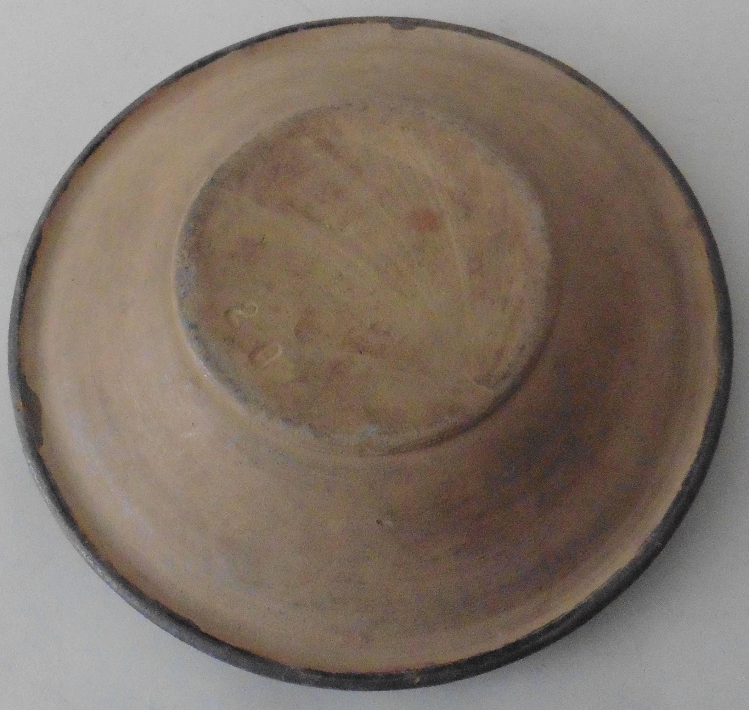 Small French pottery geometrical platter, circa 1920.