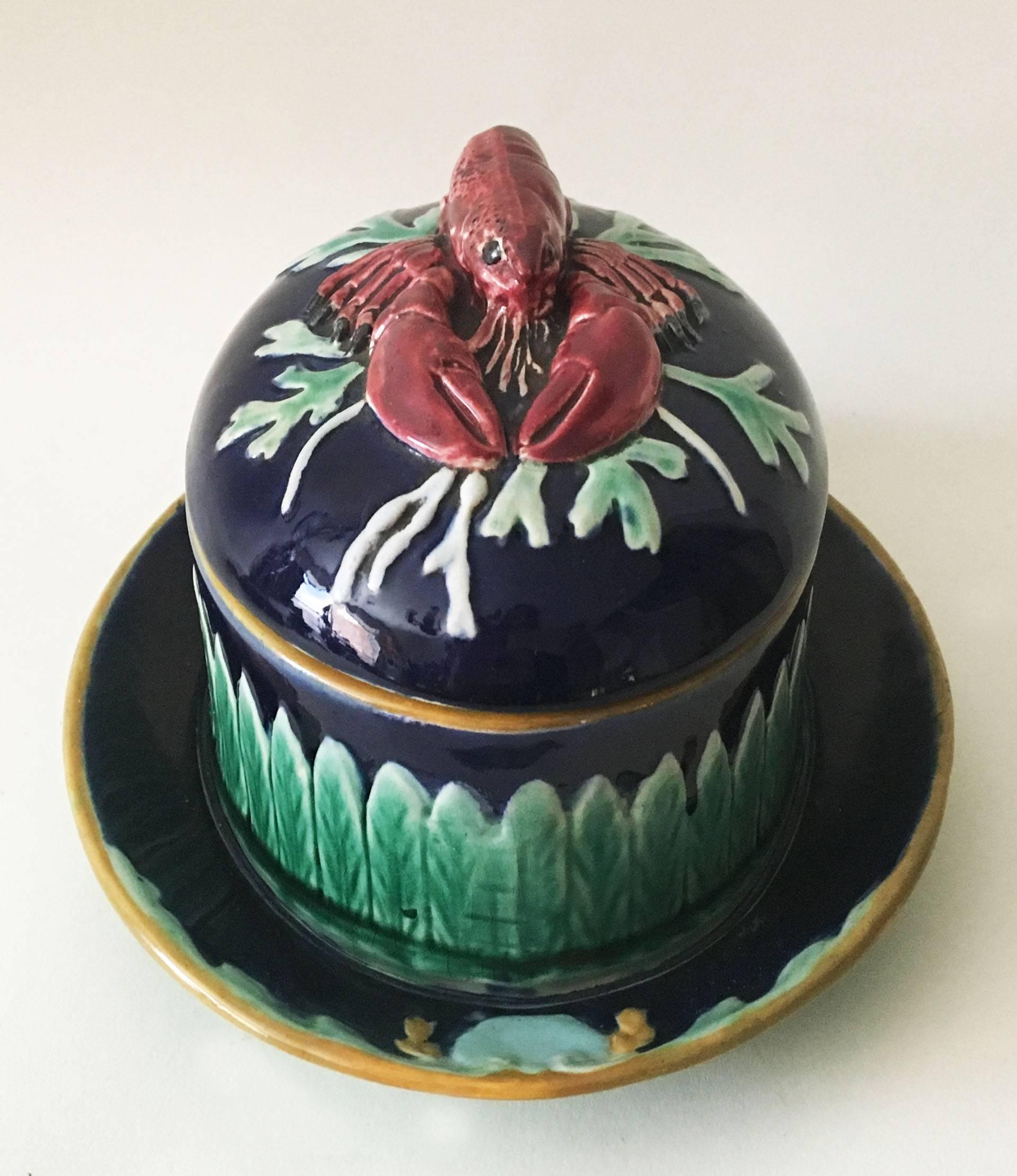 Victorian 19th English Majolica Lobster Tureen, Joseph Holdcroft