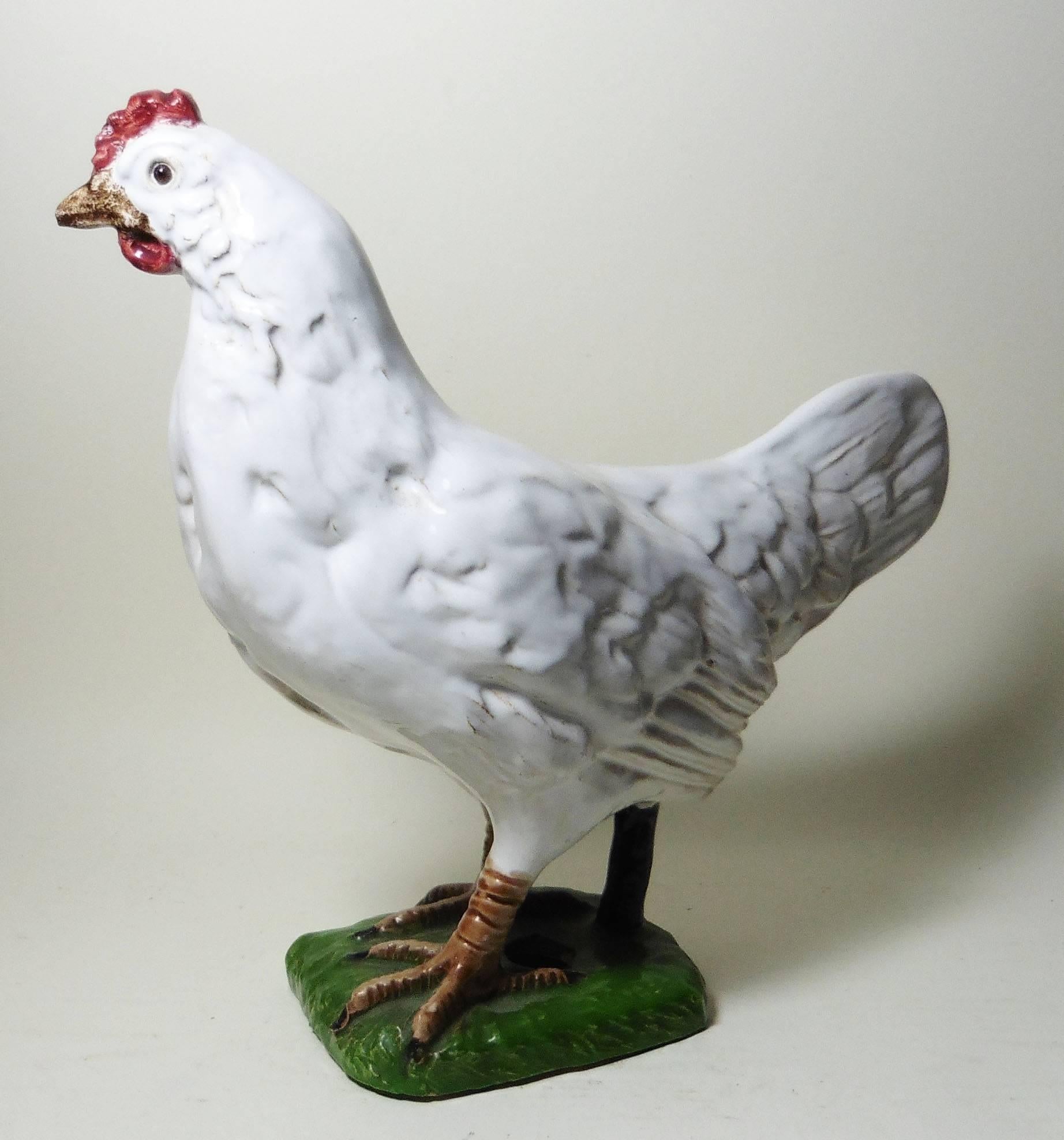 Country French Terracotta White Hen Bavent, circa 1920