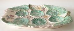 19th Century Rare Majolica Artichoke Platter Longchamp