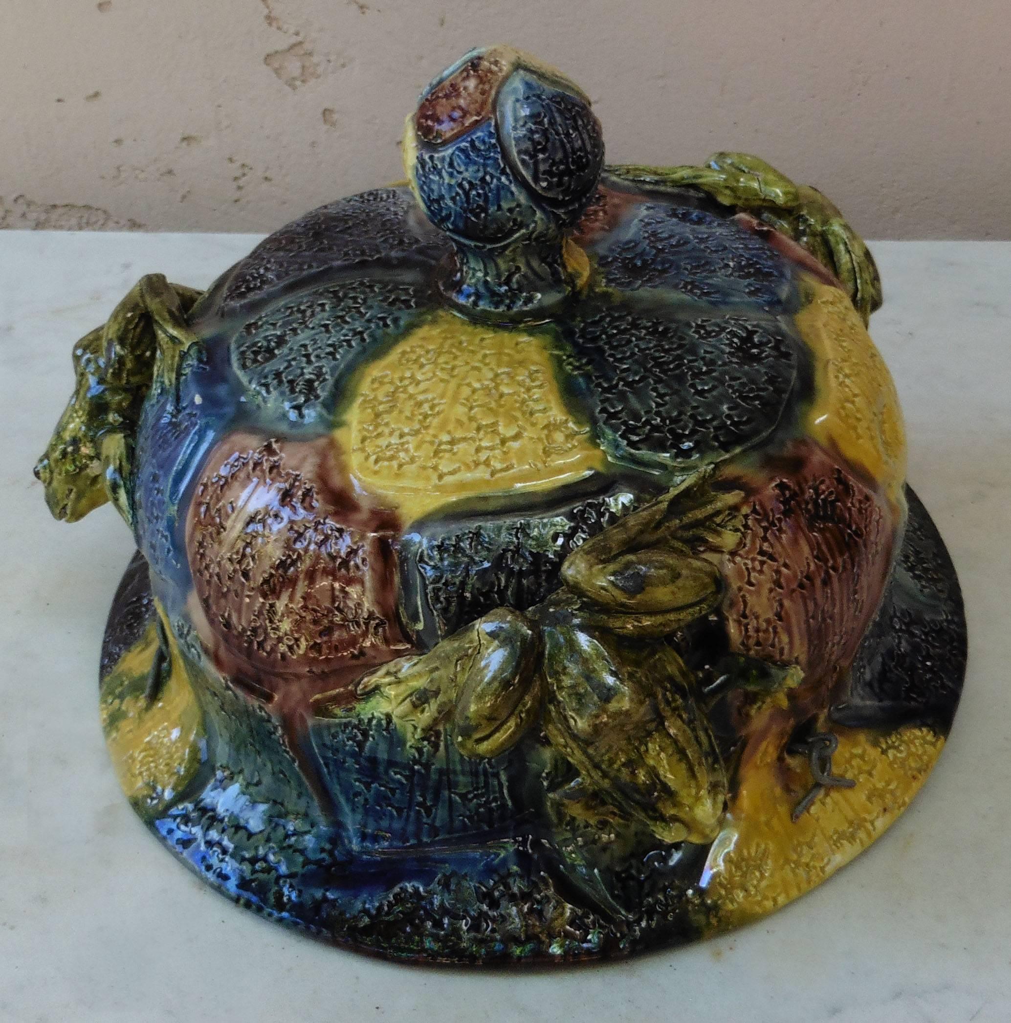 French Majolica Hanging Frogs Planter Thomas Sergent, circa 1880