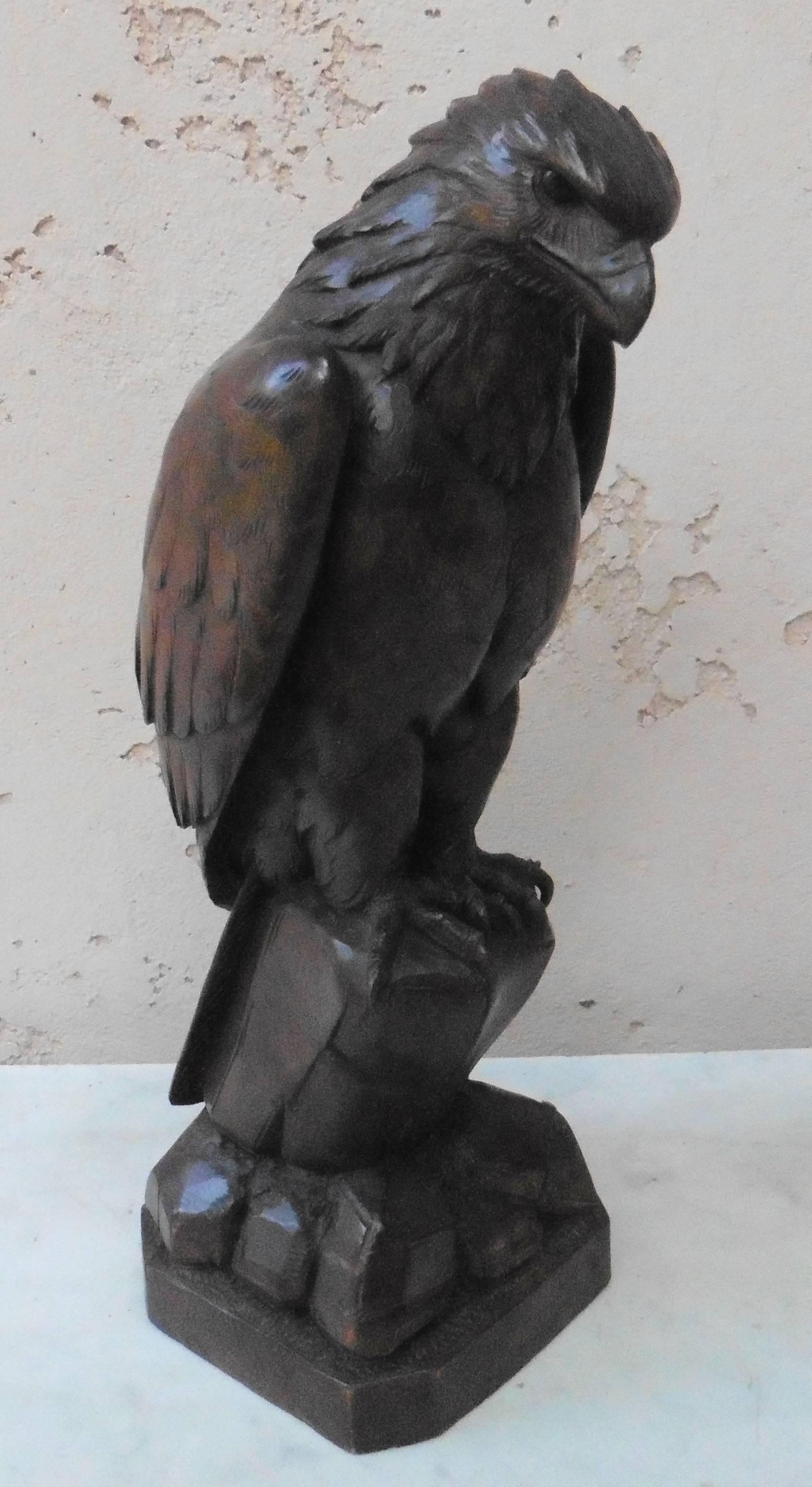 A fine quality Black Forest carved wood eagle, circa 1880.
