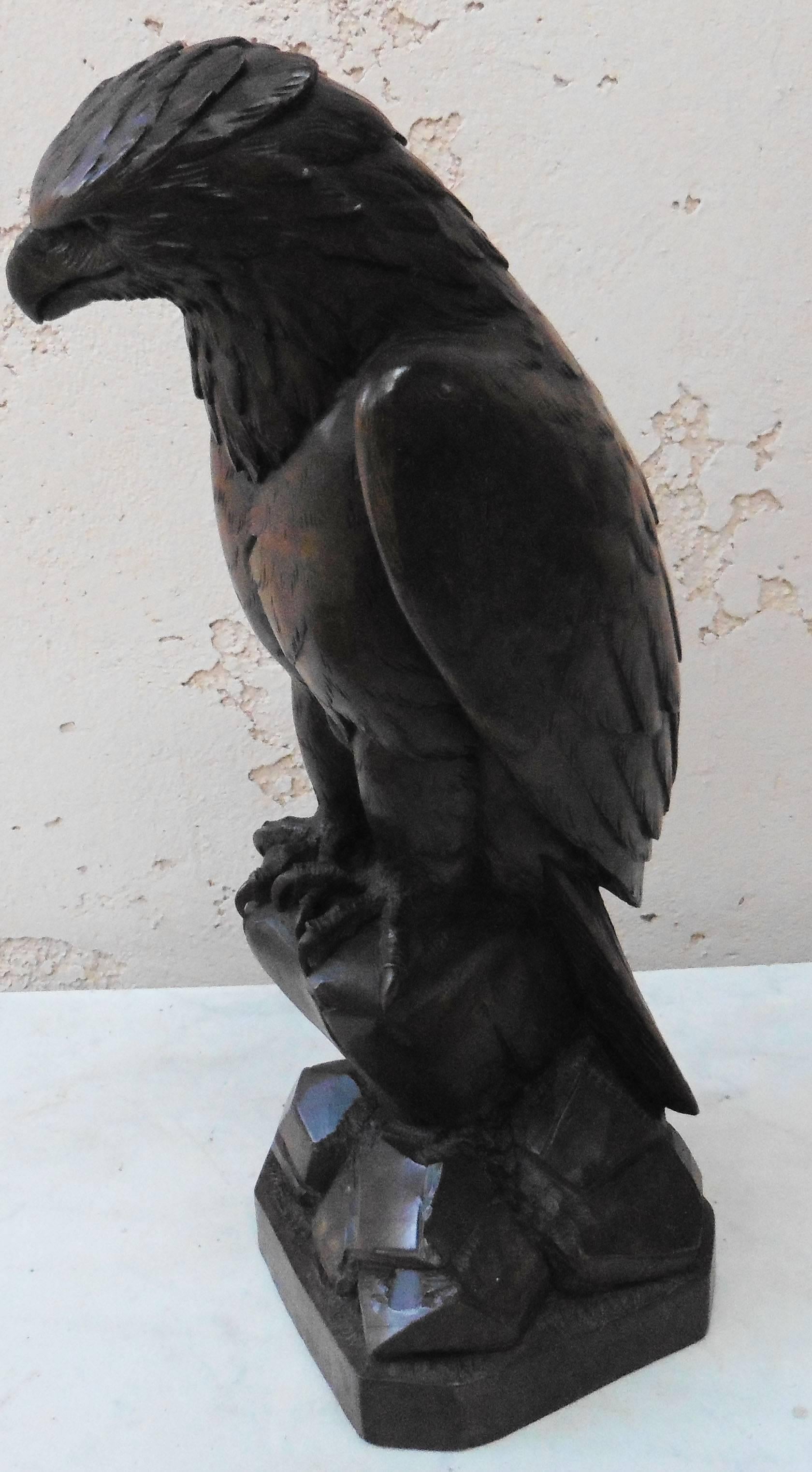 French 19th Century Black Forest Carved Wood Eagle