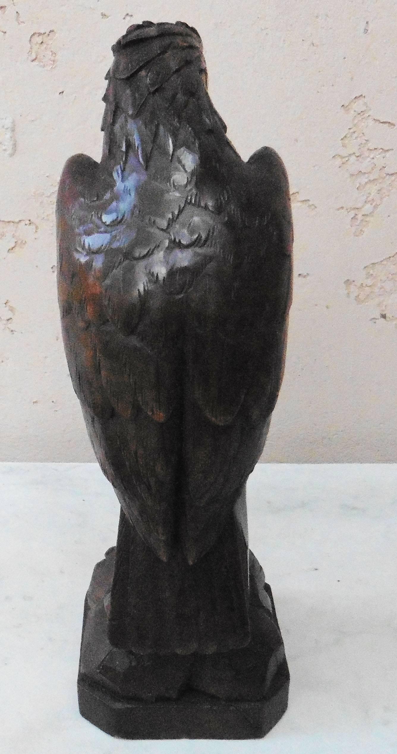Hand-Carved 19th Century Black Forest Carved Wood Eagle