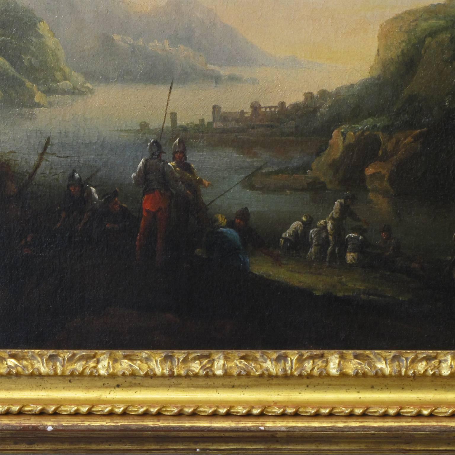 17th Century Oil on Canvas Landscape Painting by Jacob De Heusch In Good Condition In Firenze, IT