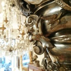 Italian Century Nine-Arm Silver Plated Metal Chandelier with Crystals