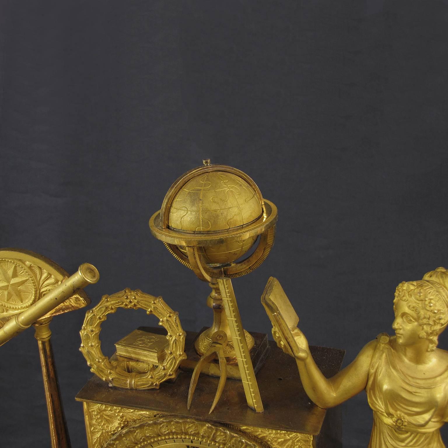 18th Century French Neoclassical Ormolu Pendulum Clock Astronomical Allegory 4