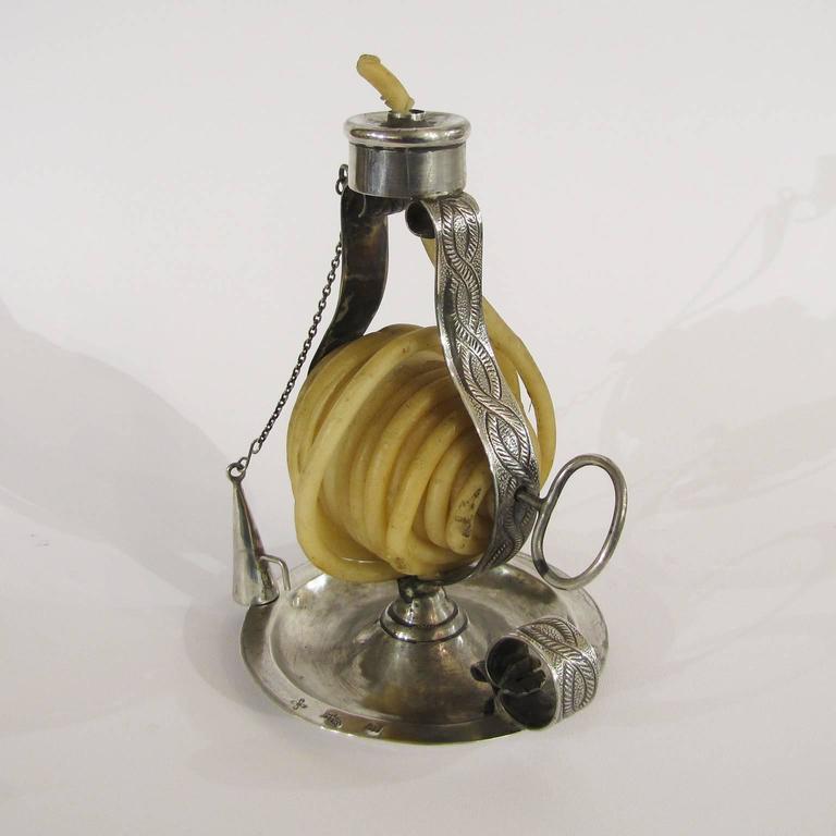 Early 18th Century Spanish Silver Wax Jack or Wax Taper Holder at 1stDibs