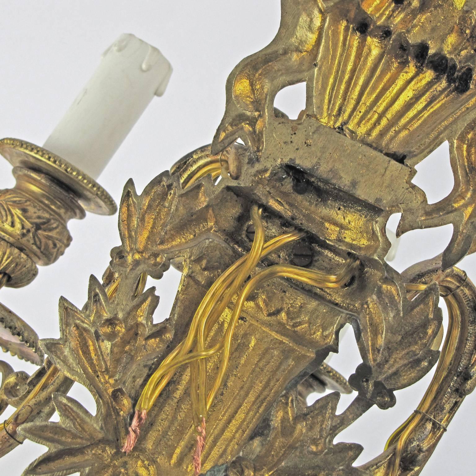 18th Century Italian Neoclassical Gilt Bronze Sconces with Three Arms 1