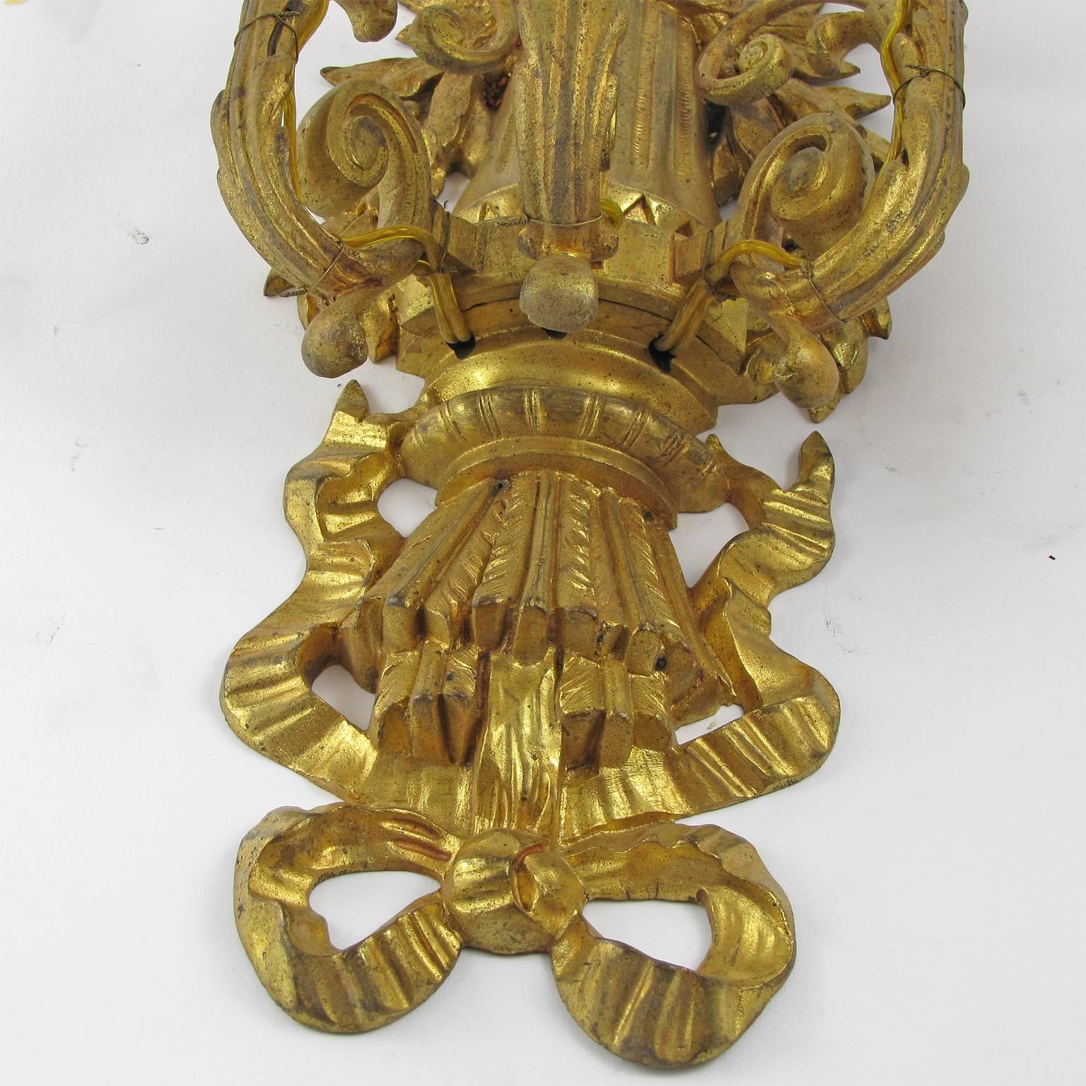 18th Century Italian Neoclassical Gilt Bronze Sconces with Three Arms 2