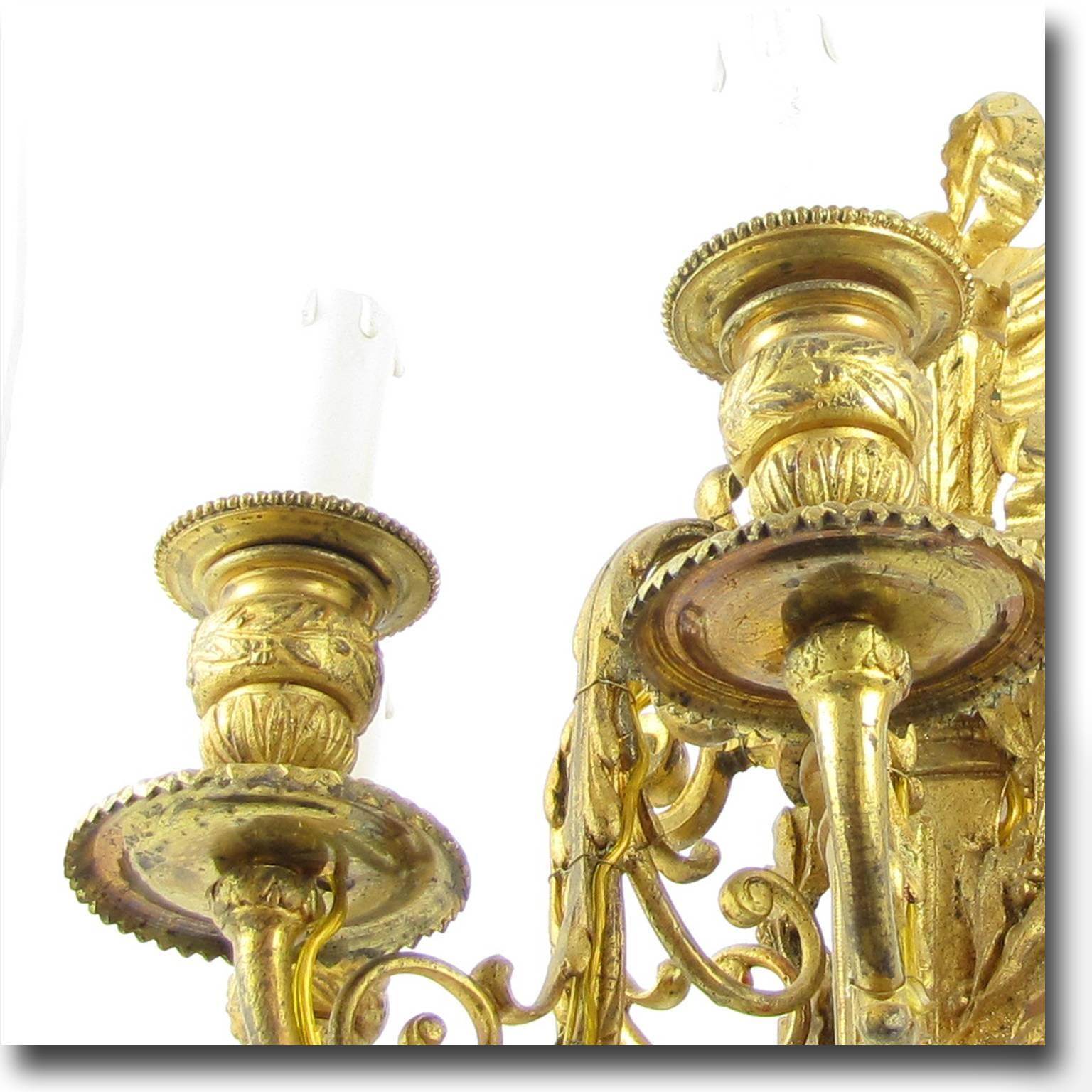 18th Century Italian Neoclassical Gilt Bronze Sconces with Three Arms 3