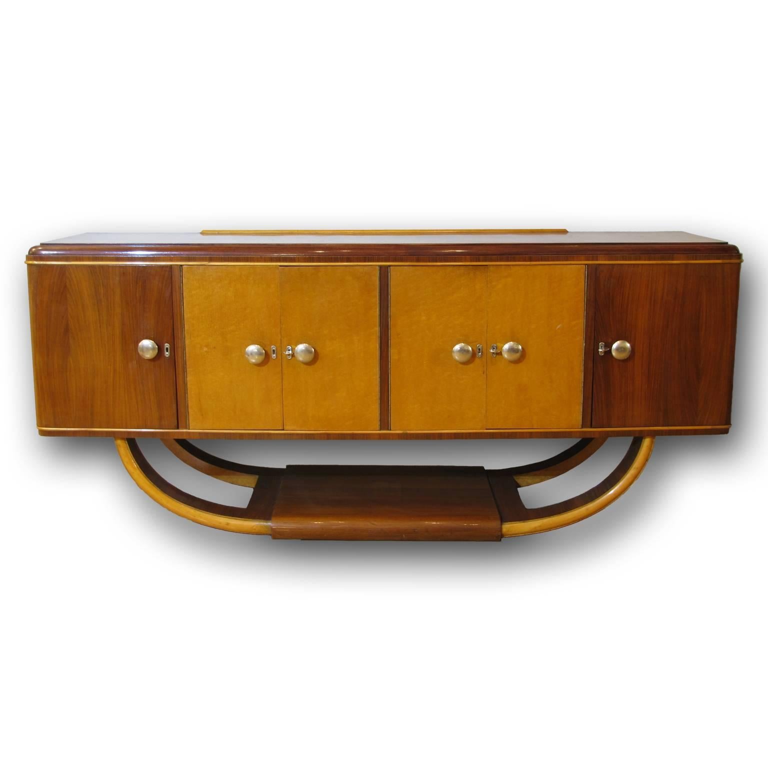 Italian Mid-20th Century Art Deco Credenza or Buffet in Palisander and Maple 1