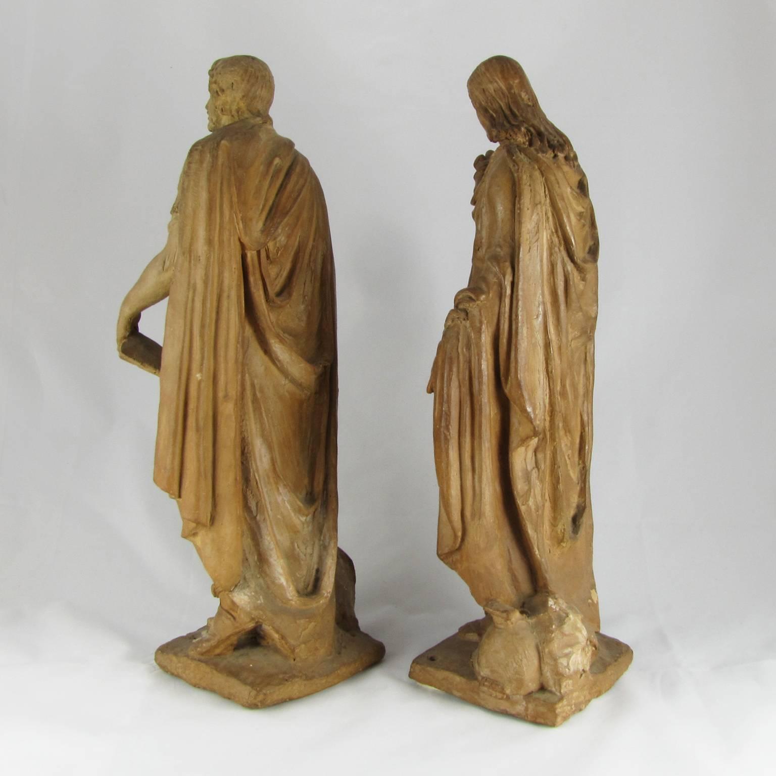 Two Early 18th Century Italian Unglazed Terracotta Sculptures Depicting Saints 3