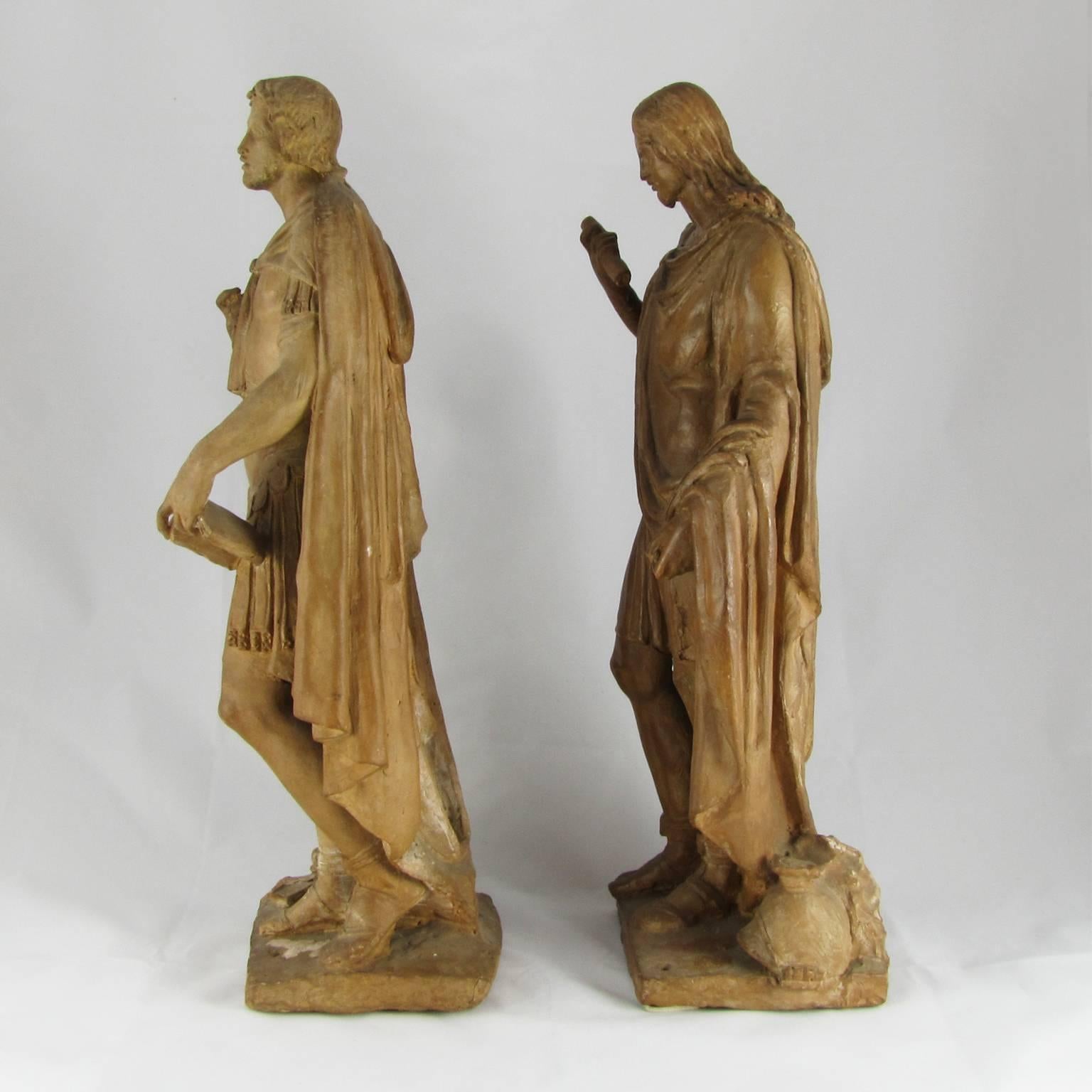 Two Early 18th Century Italian Unglazed Terracotta Sculptures Depicting Saints 4