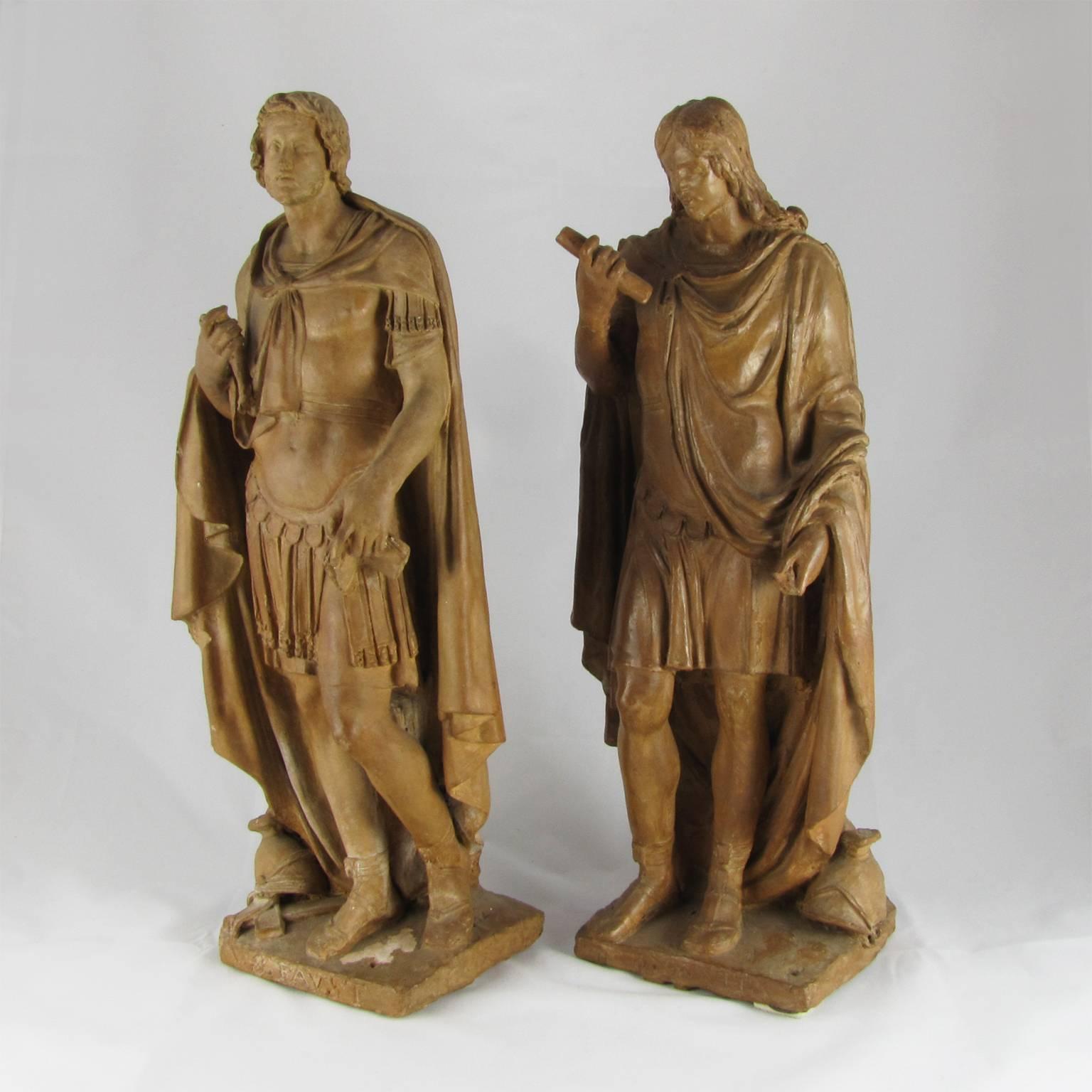 Two Early 18th Century Italian Unglazed Terracotta Sculptures Depicting Saints 5