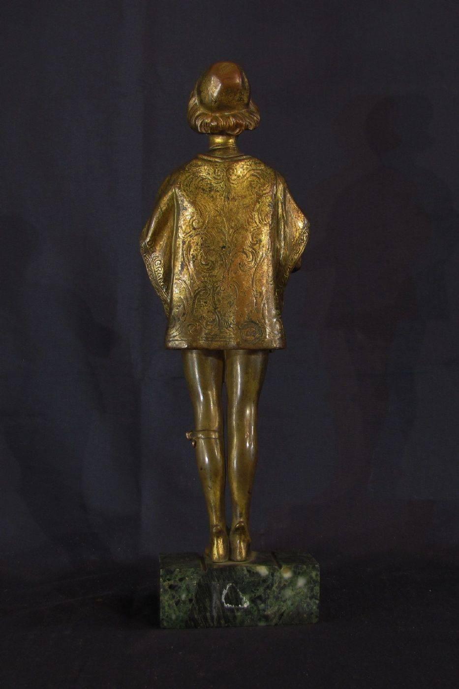 Cast French Early 20th Century Gilded Bronze Sculpture by Ferdinand M. L. Delagrange For Sale