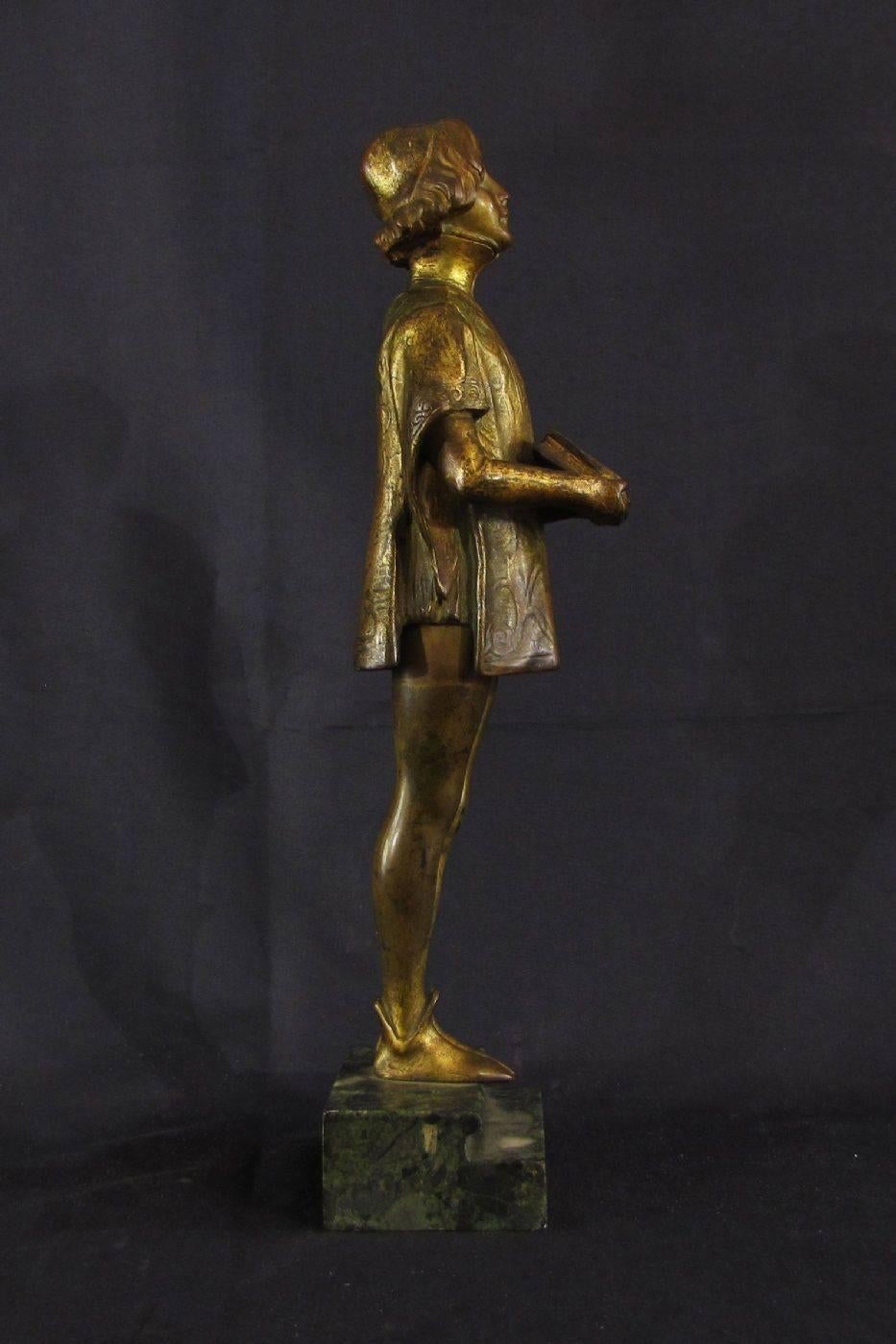 French Early 20th Century Gilded Bronze Sculpture by Ferdinand M. L. Delagrange In Good Condition For Sale In Firenze, IT