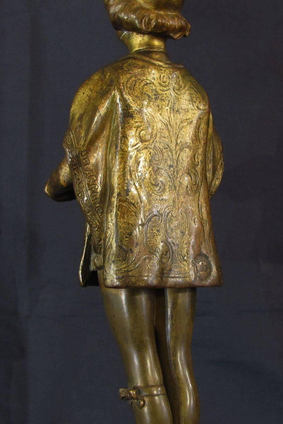 French Early 20th Century Gilded Bronze Sculpture by Ferdinand M. L. Delagrange For Sale 1