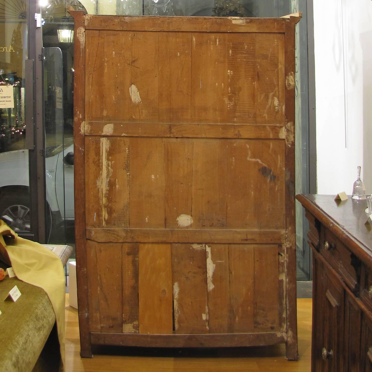 Mid-19th Century Tuscan Two-Door and One Drawer Painted Walnut Cupboard For Sale 2