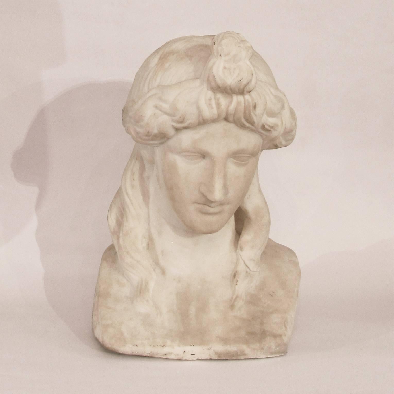 Italian Late 18th Century Carved White Marble Bust of Antinous 3