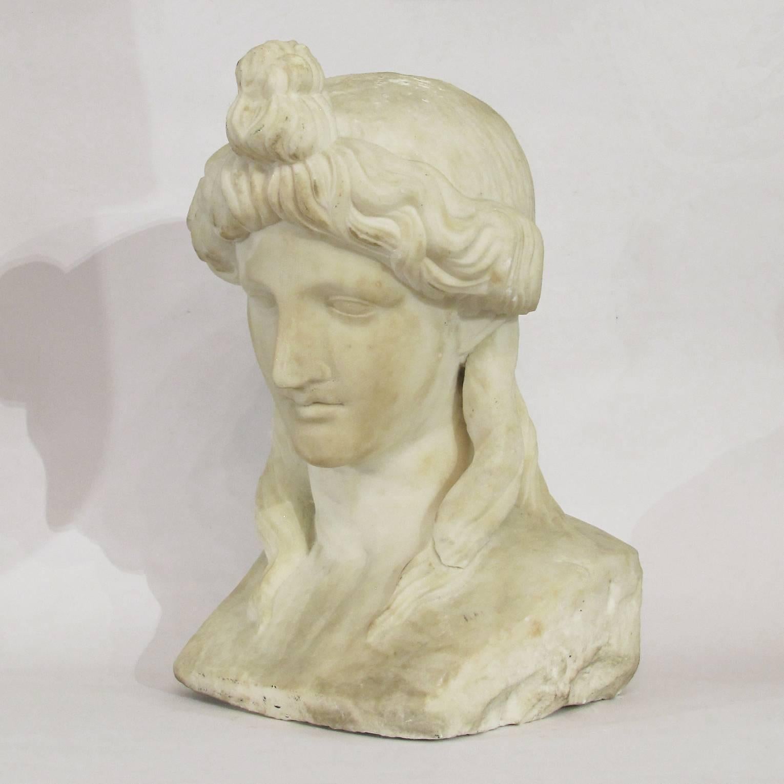 Italian Late 18th Century Carved White Marble Bust of Antinous 5