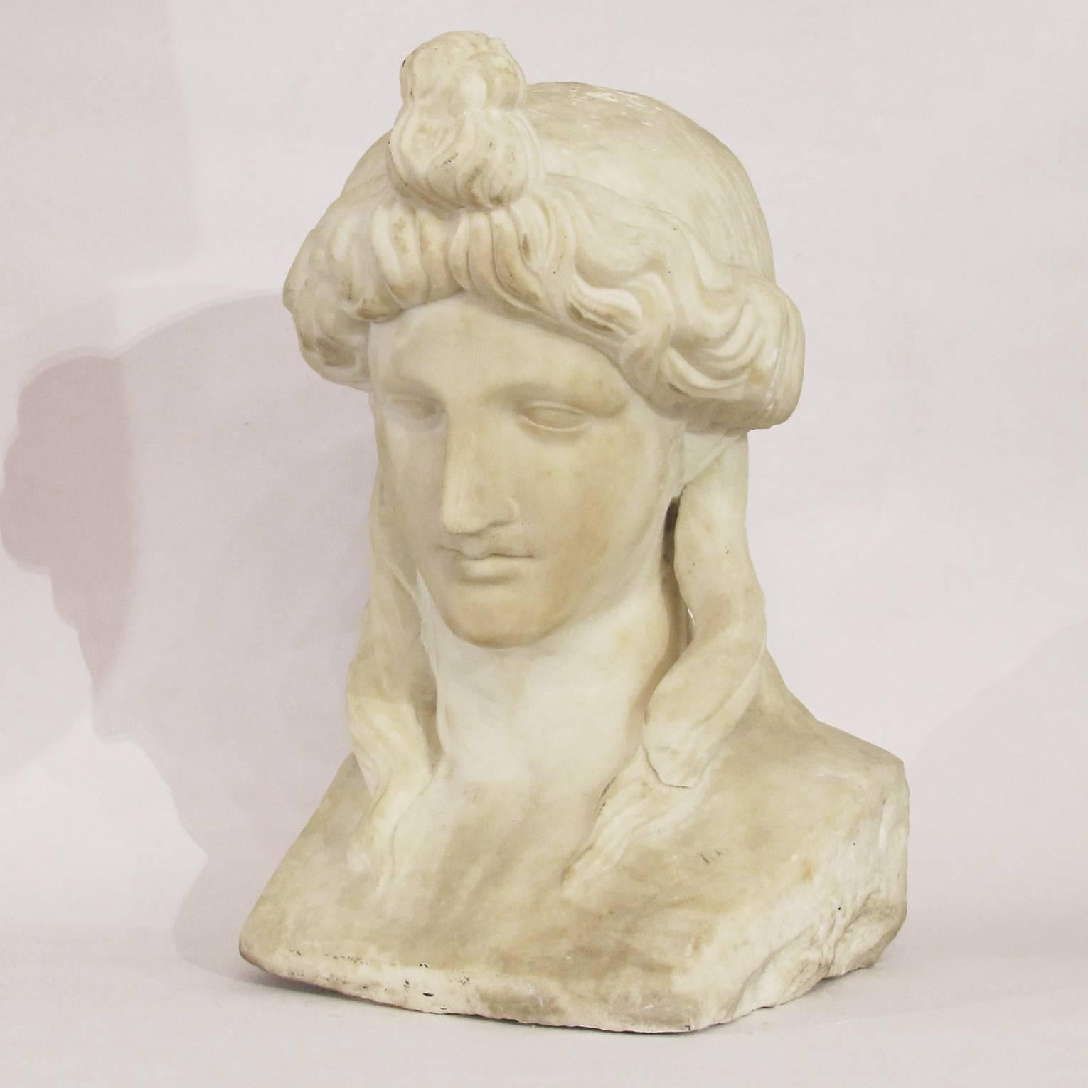 Italian Late 18th Century Carved White Marble Bust of Antinous 6