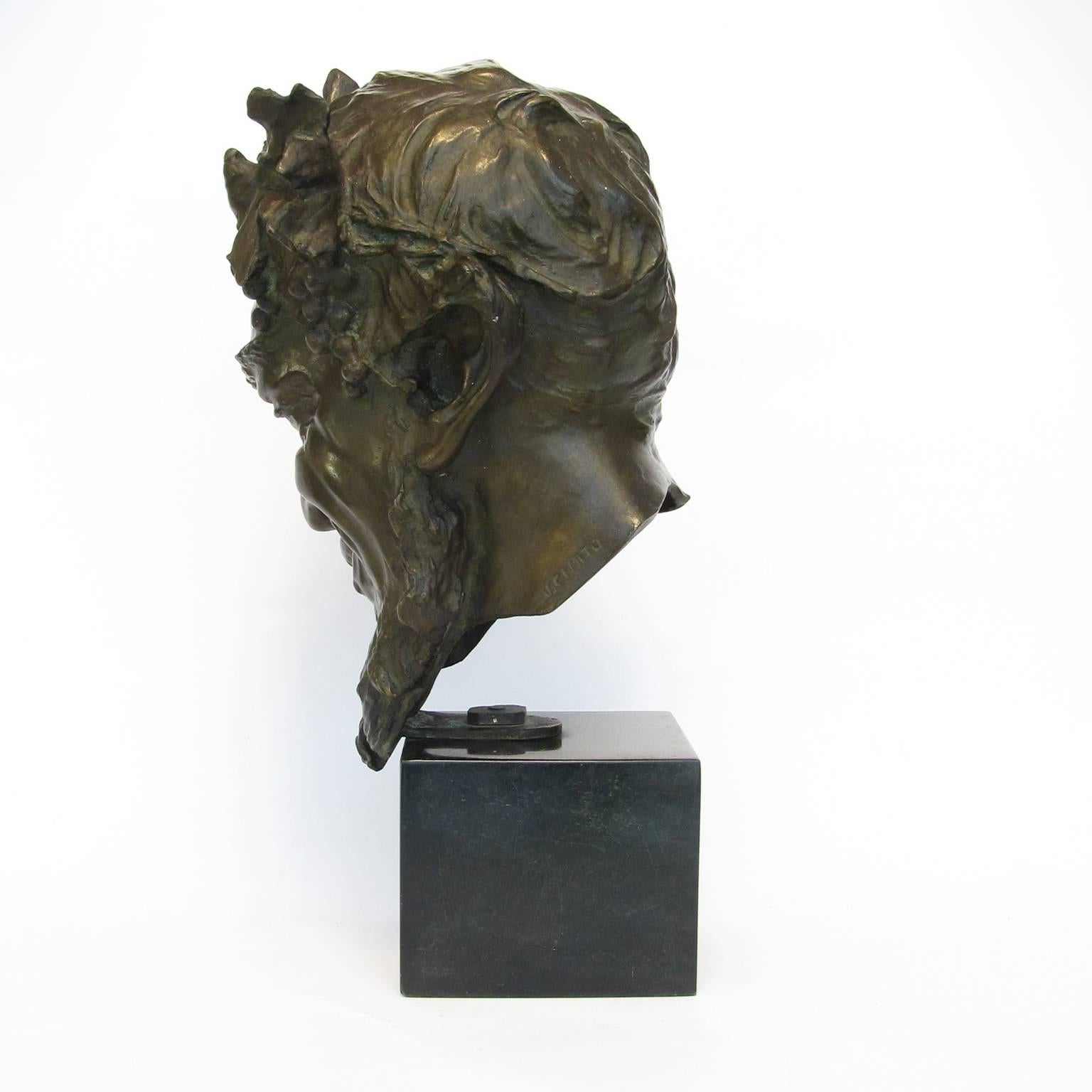 Italian Late 19th Century Bronze Head of Faun by Vincenzo Gemito 3