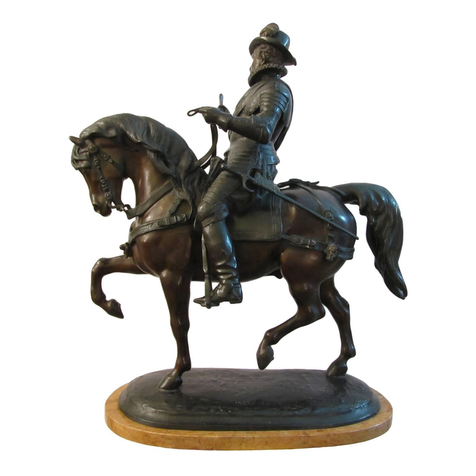 English British 19th Century Equestrian Statue Depicting Philip II of Spain in Bronze