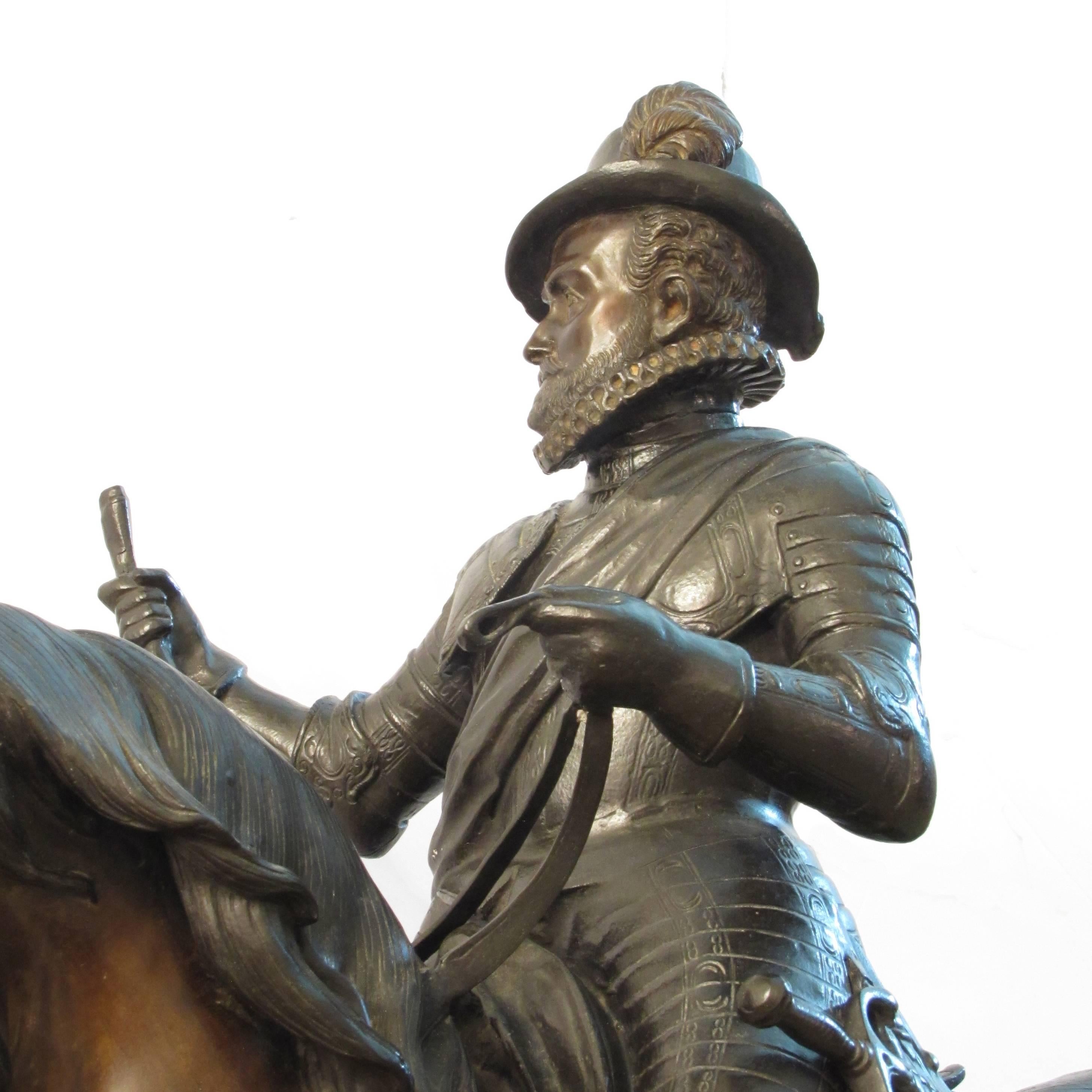 Cast British 19th Century Equestrian Statue Depicting Philip II of Spain in Bronze