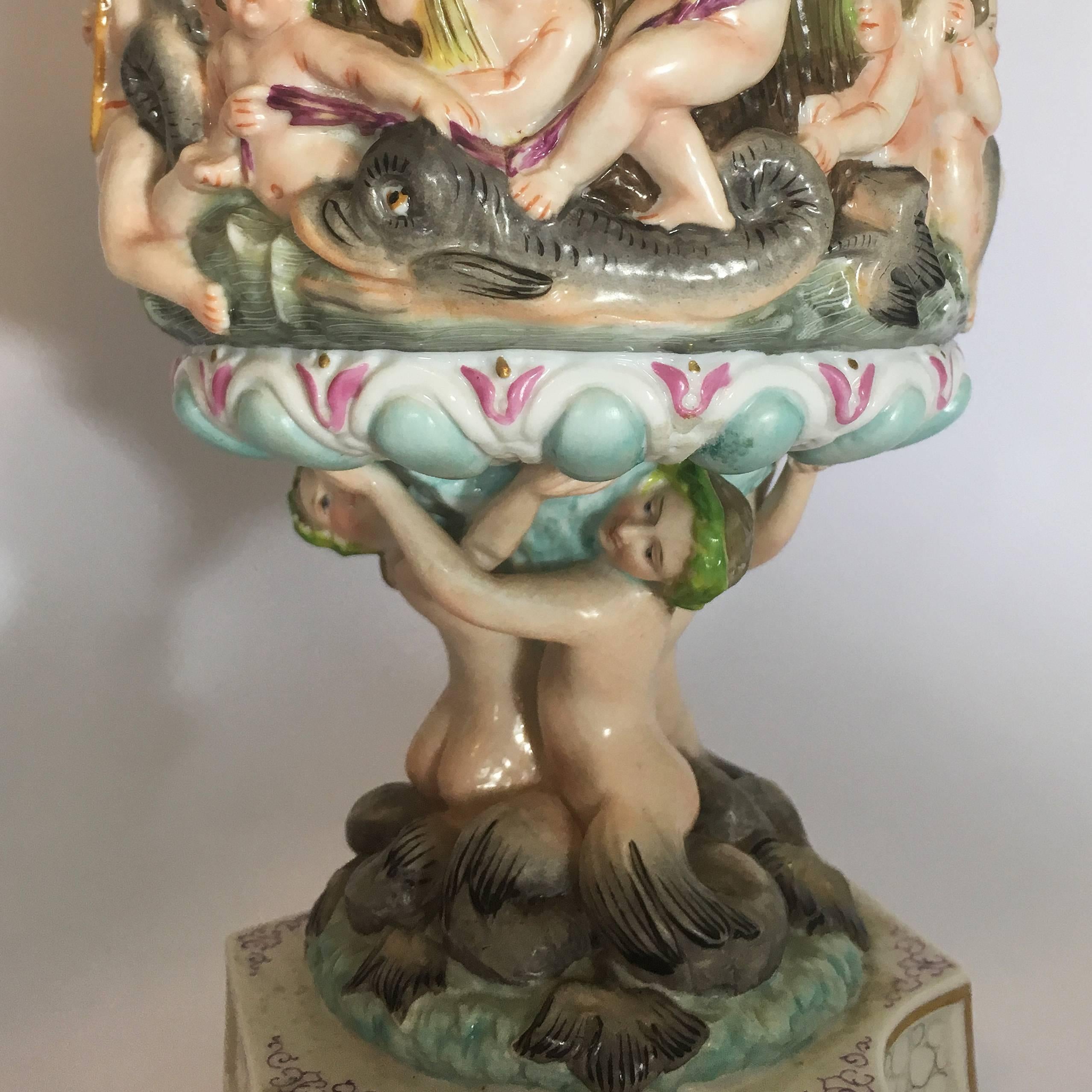 Pair of Late 19th Century Meissen Porcelain Ewers with Maritime Scene 3