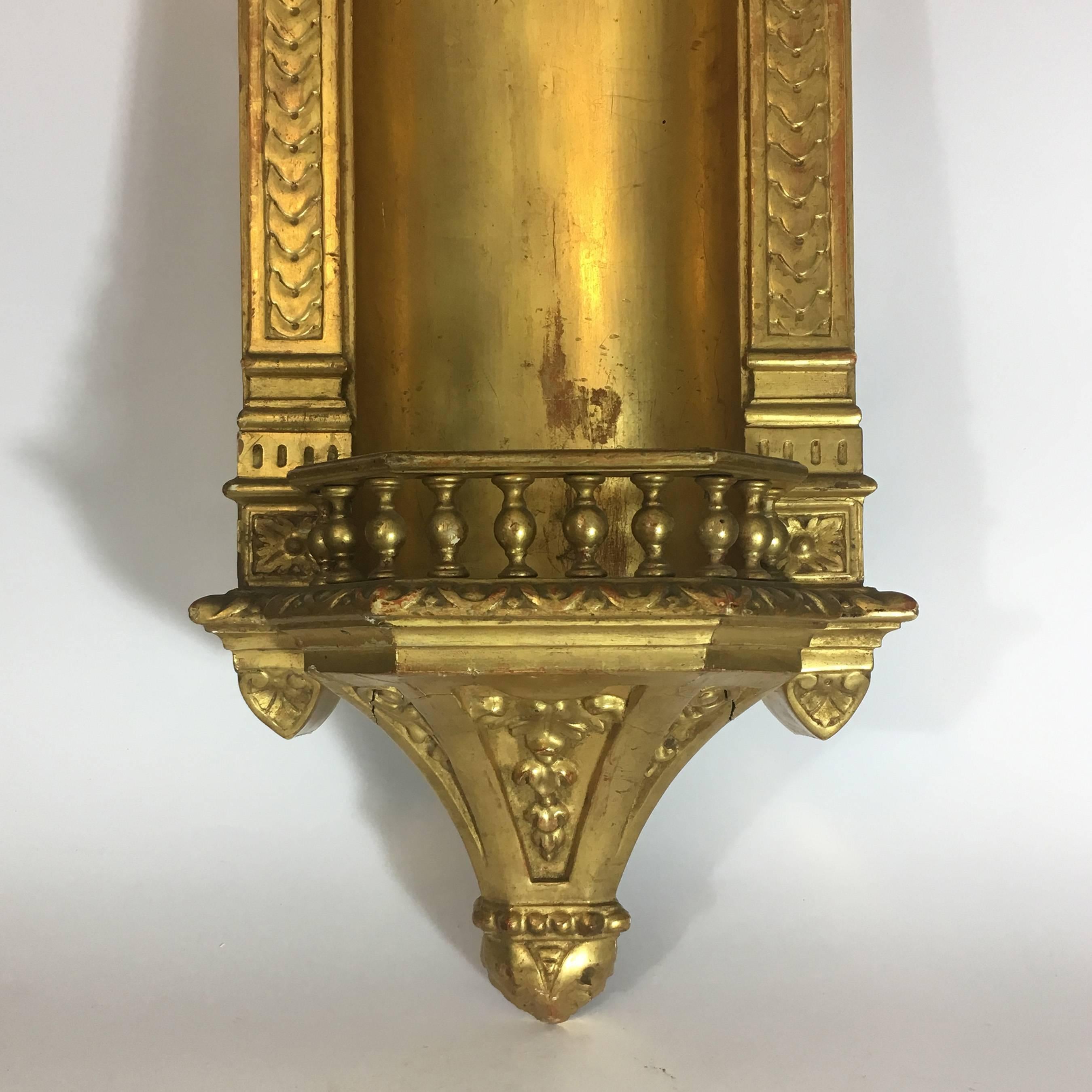 Italian Mid-19th Century Architectural Niche in Carved Giltwood 4