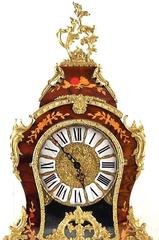 Fine French Gilt Bronze and Inlaid Clock with Enameled Numbers
