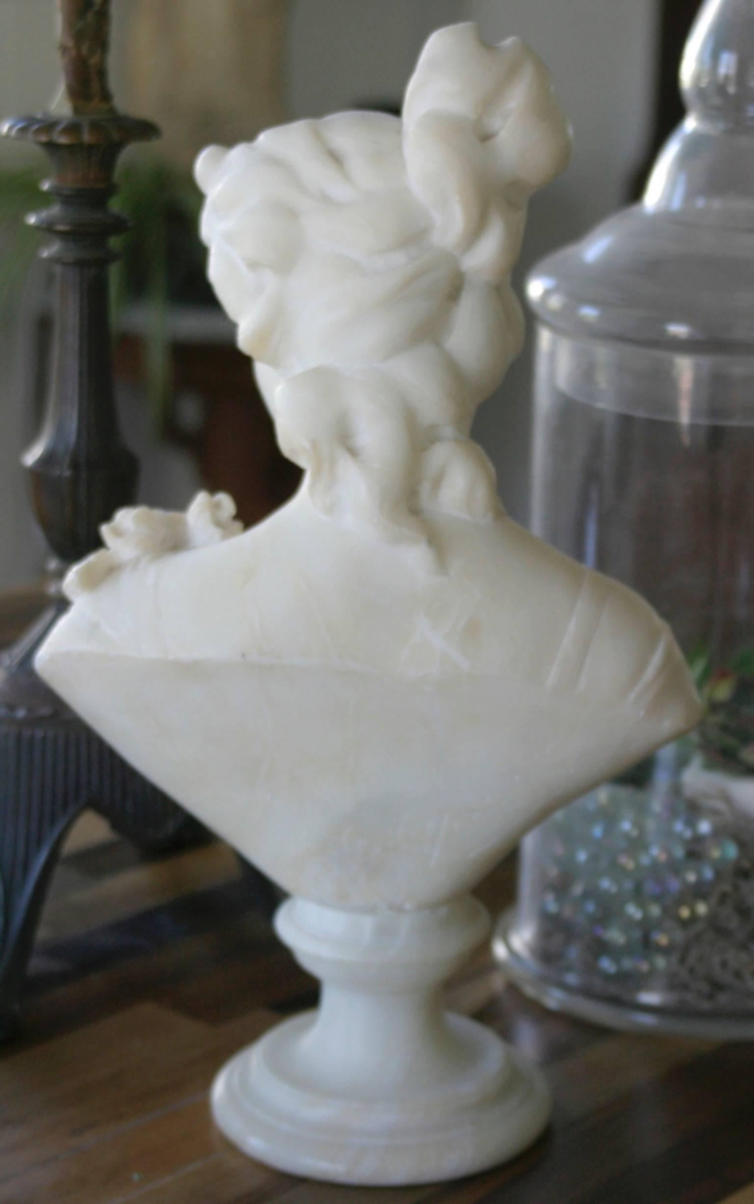 Late 1800s Signed Probably Cipriani Tall Marble Bust Victorian Lady In Good Condition In Washington Crossing, PA
