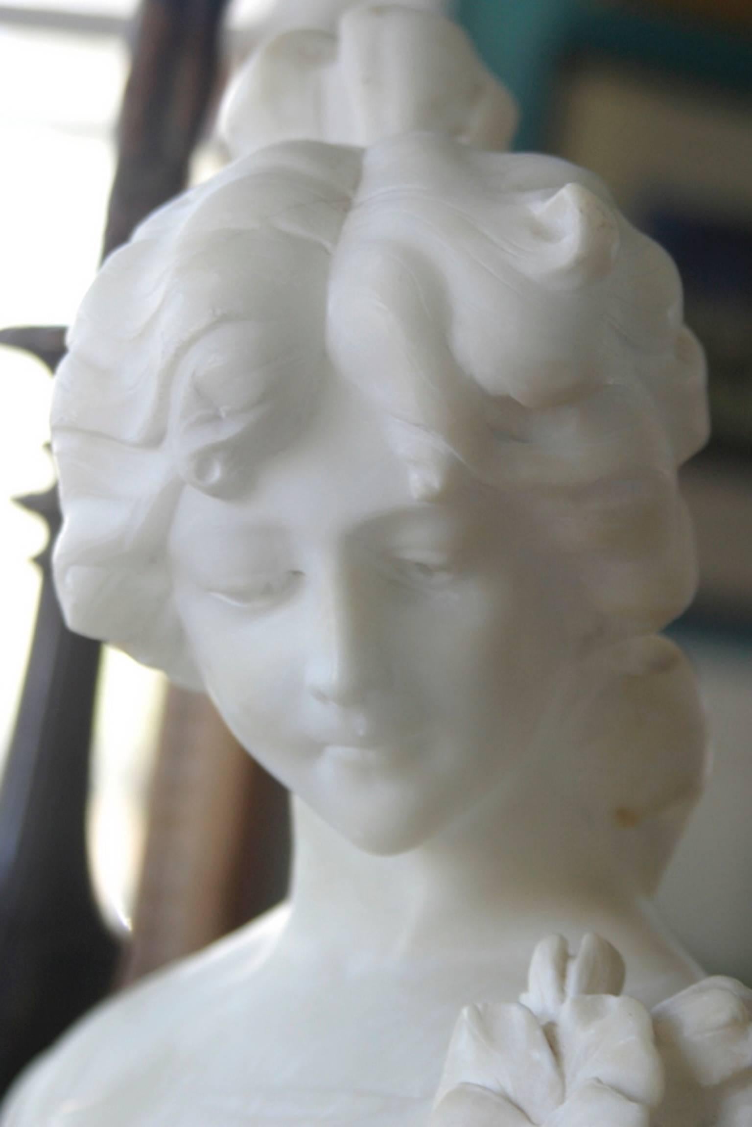 19th Century Late 1800s Signed Probably Cipriani Tall Marble Bust Victorian Lady