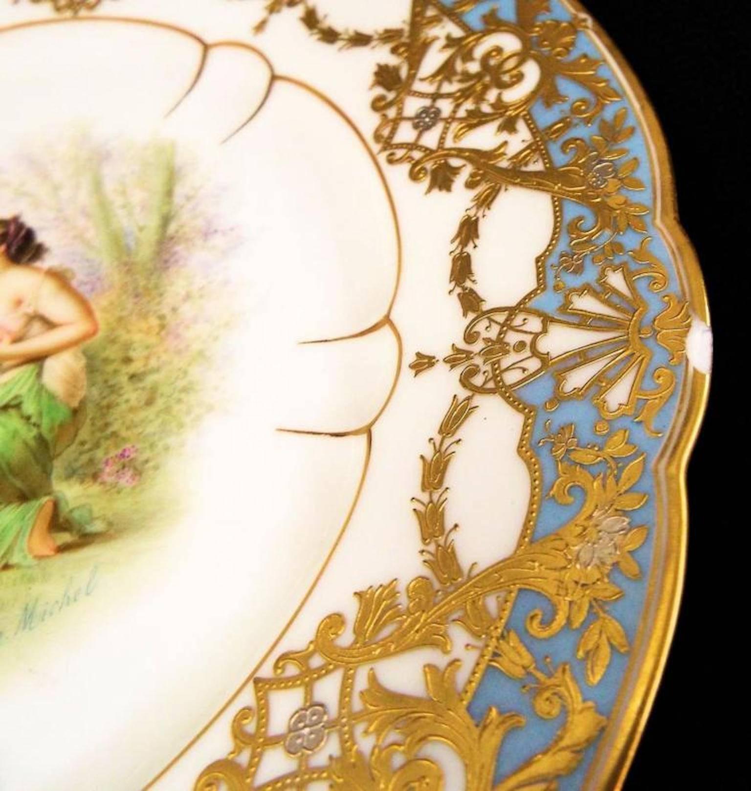 Late 19th Century Pair of Sevres Plates, Signed 1