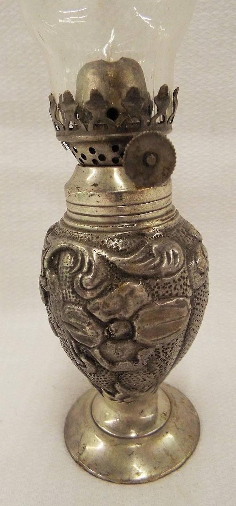 silver oil lamp