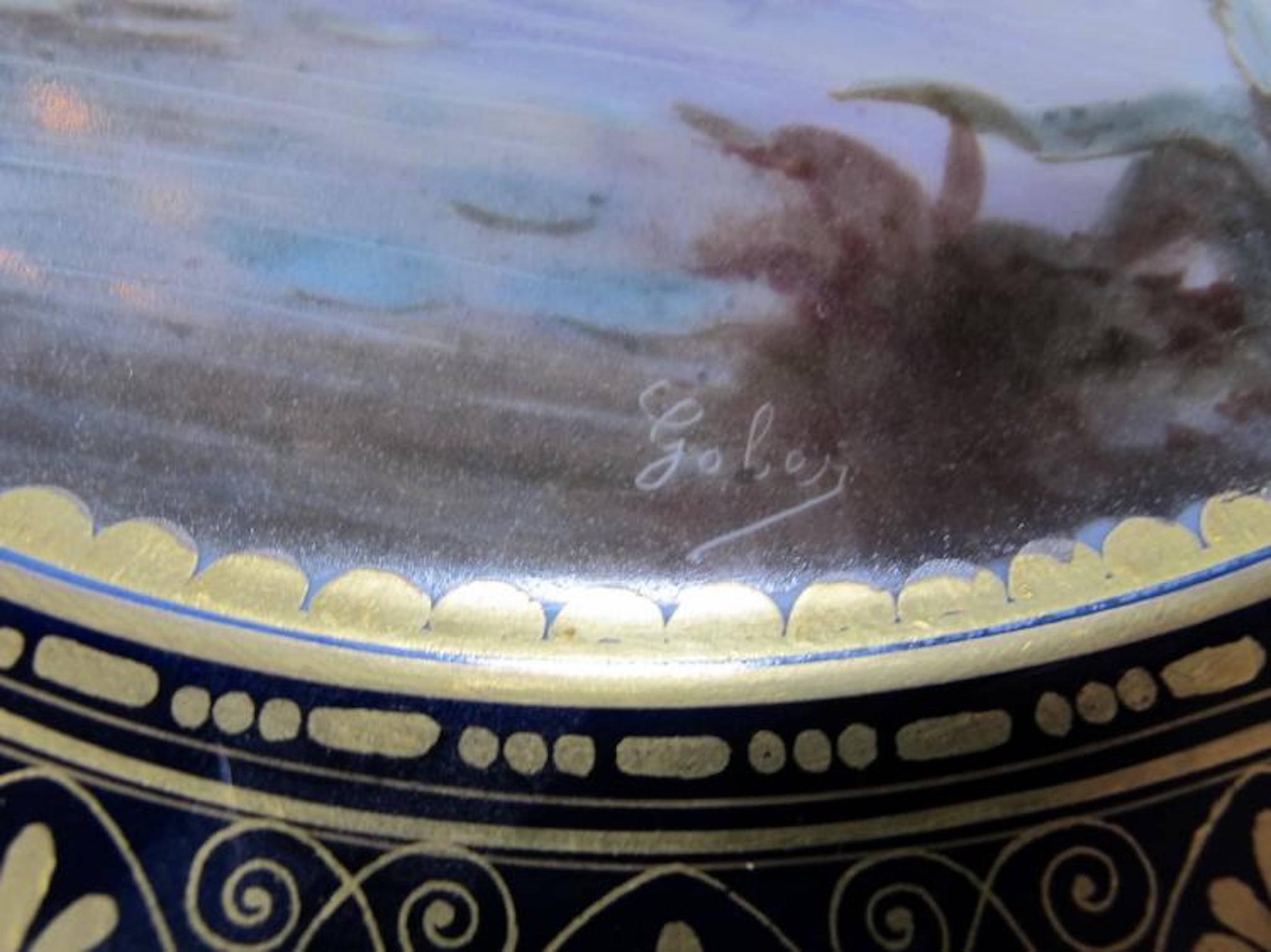 19th Century Antique French Sevres Porcelain Plate, Signed In Excellent Condition For Sale In Washington Crossing, PA