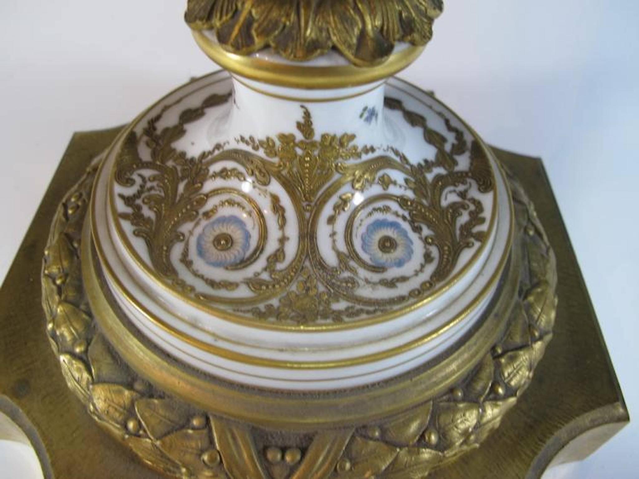19th Century French Sevres Bronze and Porcelain Urn 5
