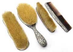 Repoussé Silver Dresser Set Items Estate Auction