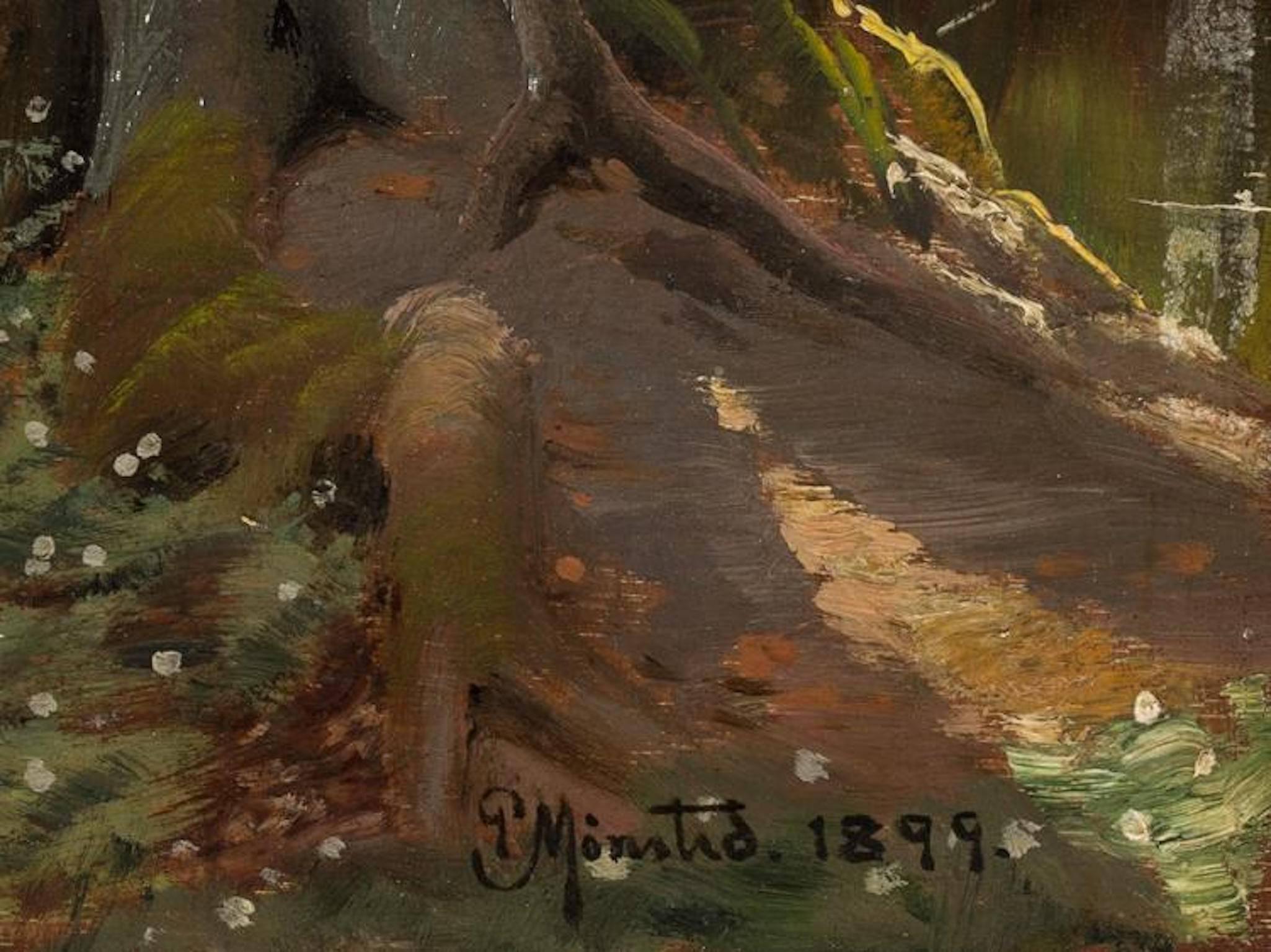 German Peder Mørk Mønsted, Riverscape in Springtime, Oil, 1899