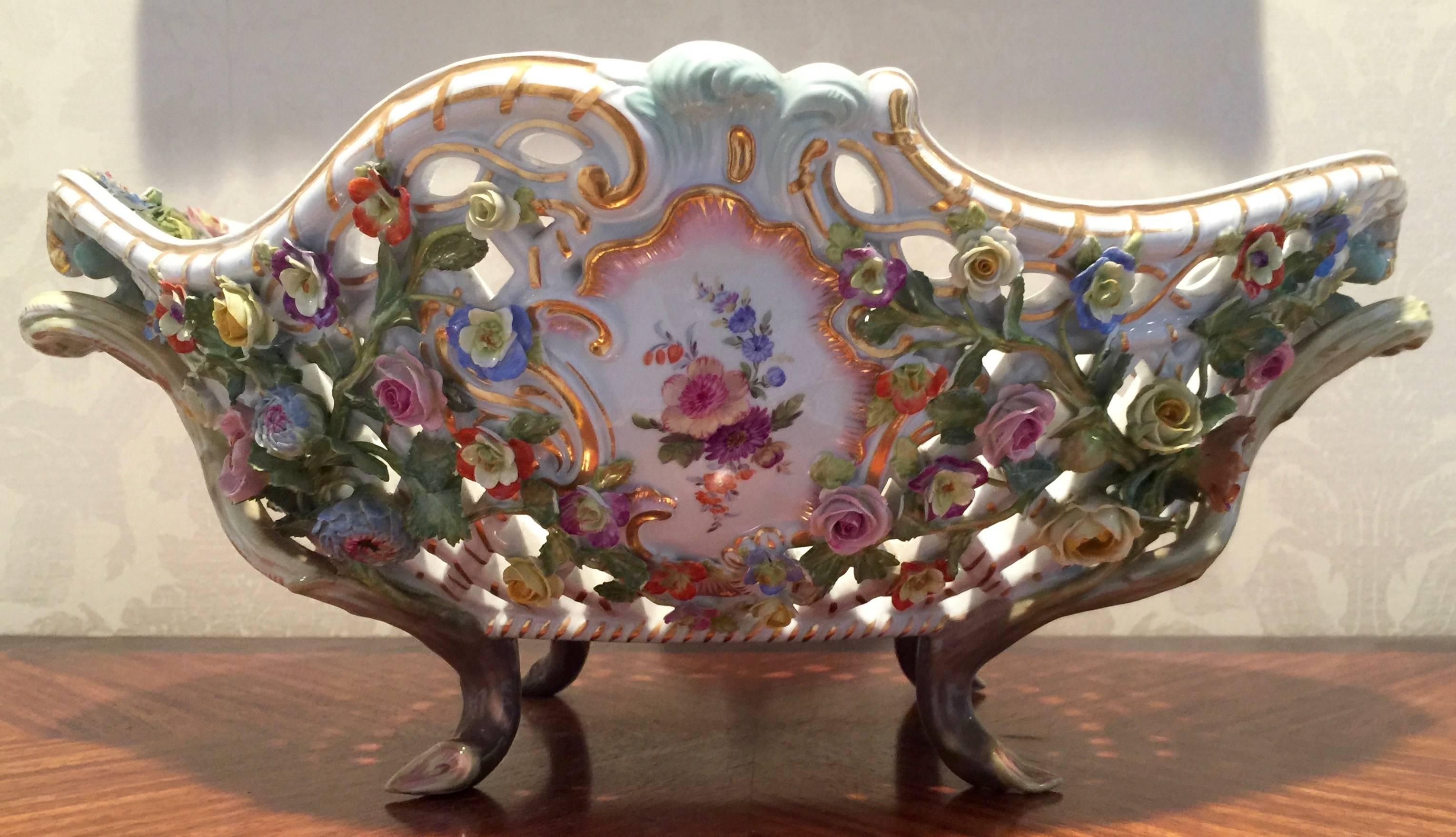 19th Century Meissen Reticulated Porcelain Basket