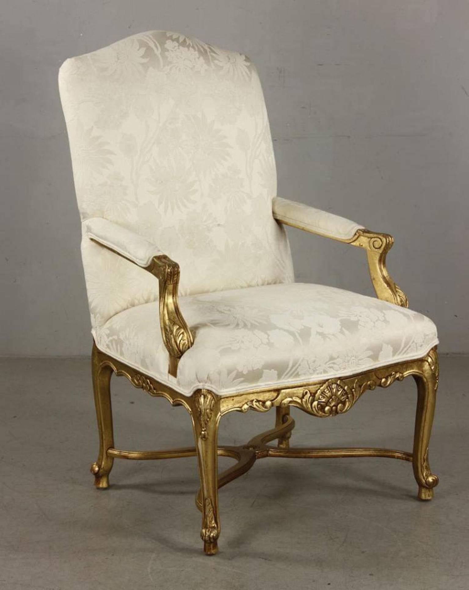 French Louis XVI armchair, giltwood, 19th century.
 