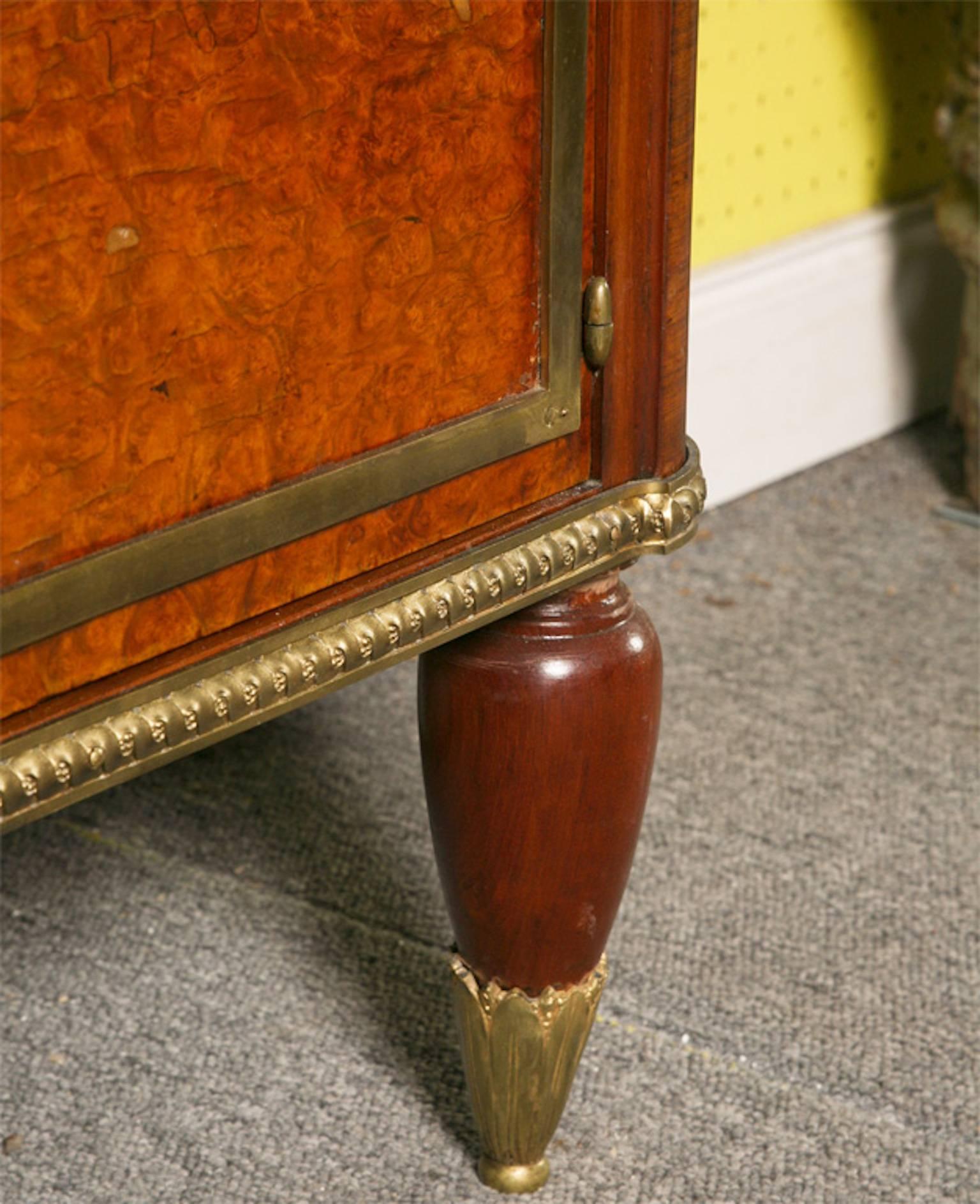 19th Century Louis XVI Style Bronze-Mounted Marble-Top Mahogany Cabinet For Sale 2