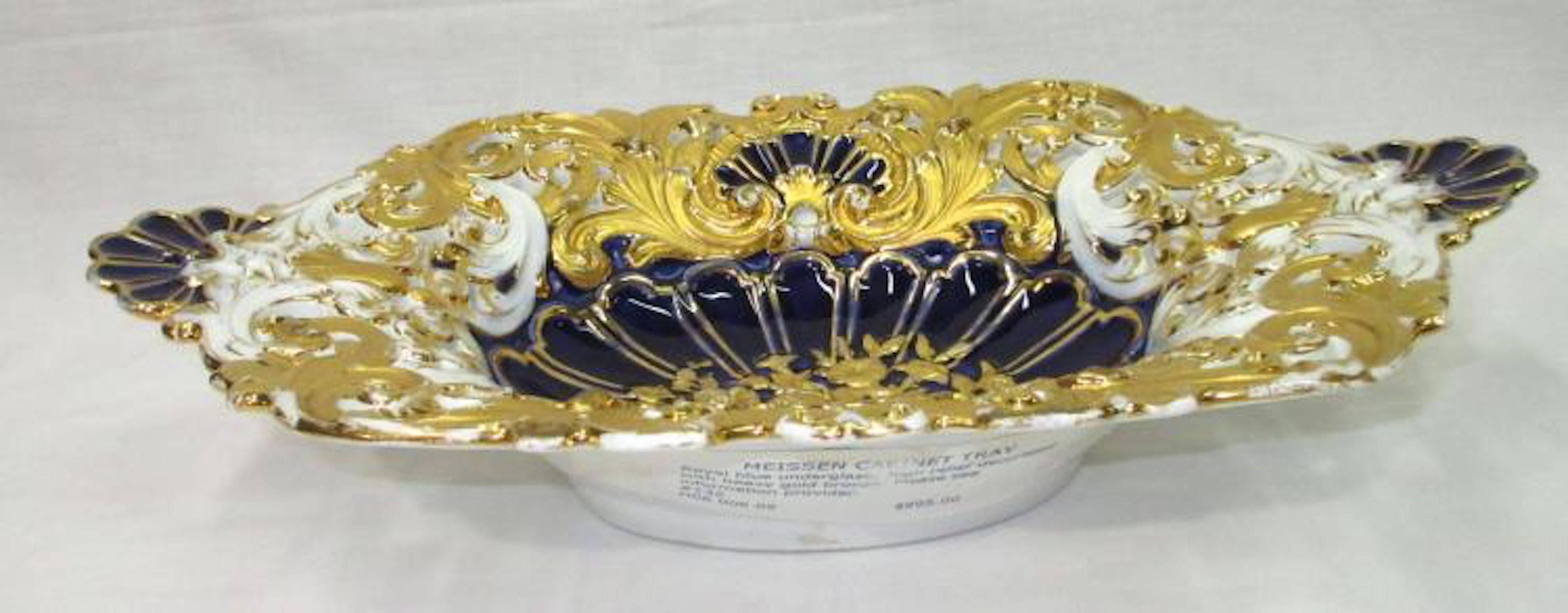 Meissen cobalt and gold cabinet bowl.